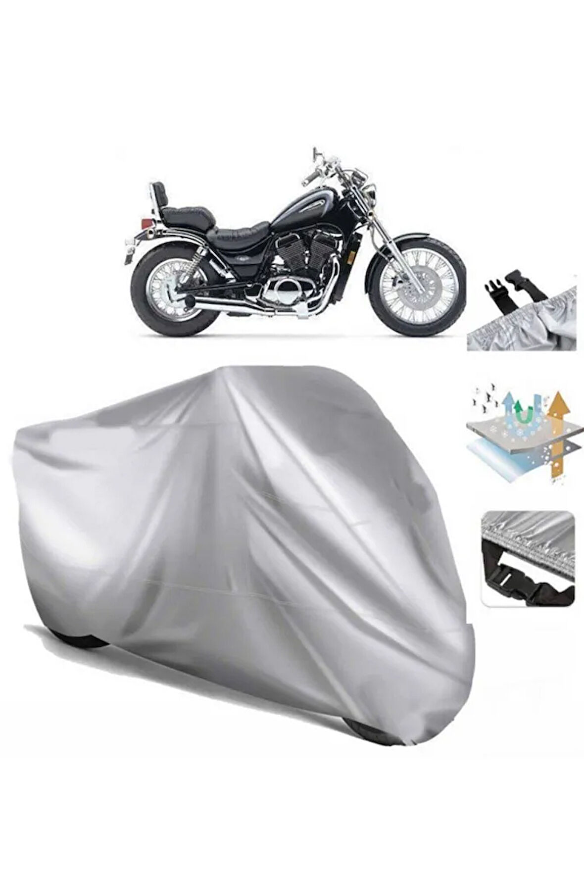 Suzuki Vs 800 Intruder (bağlantı Tokalı) Uyumlu SolarBlock Prime Motosiklet Brandası Örtüsü