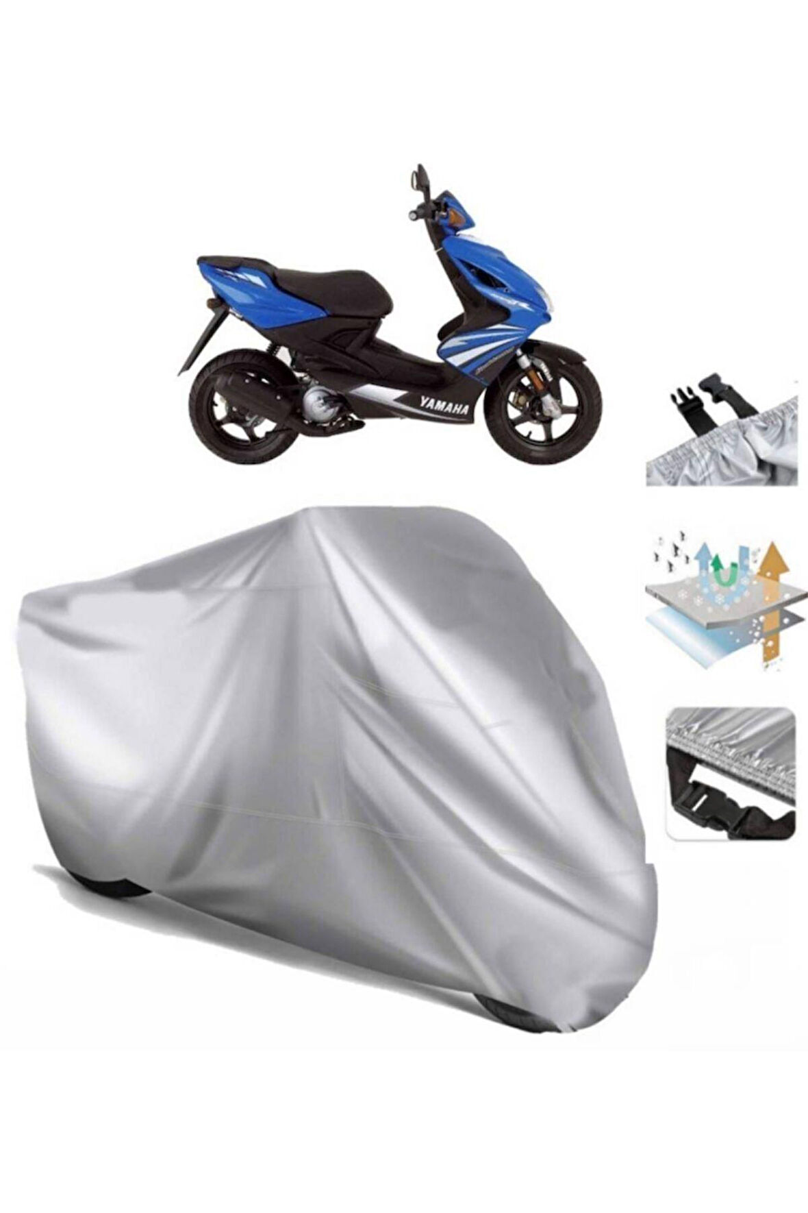 Yamaha Aerox 100  Arka Çanta (bağlantı Tokalı) Uyumlu SolarBlock Prime Motosiklet Brandası Örtüsü