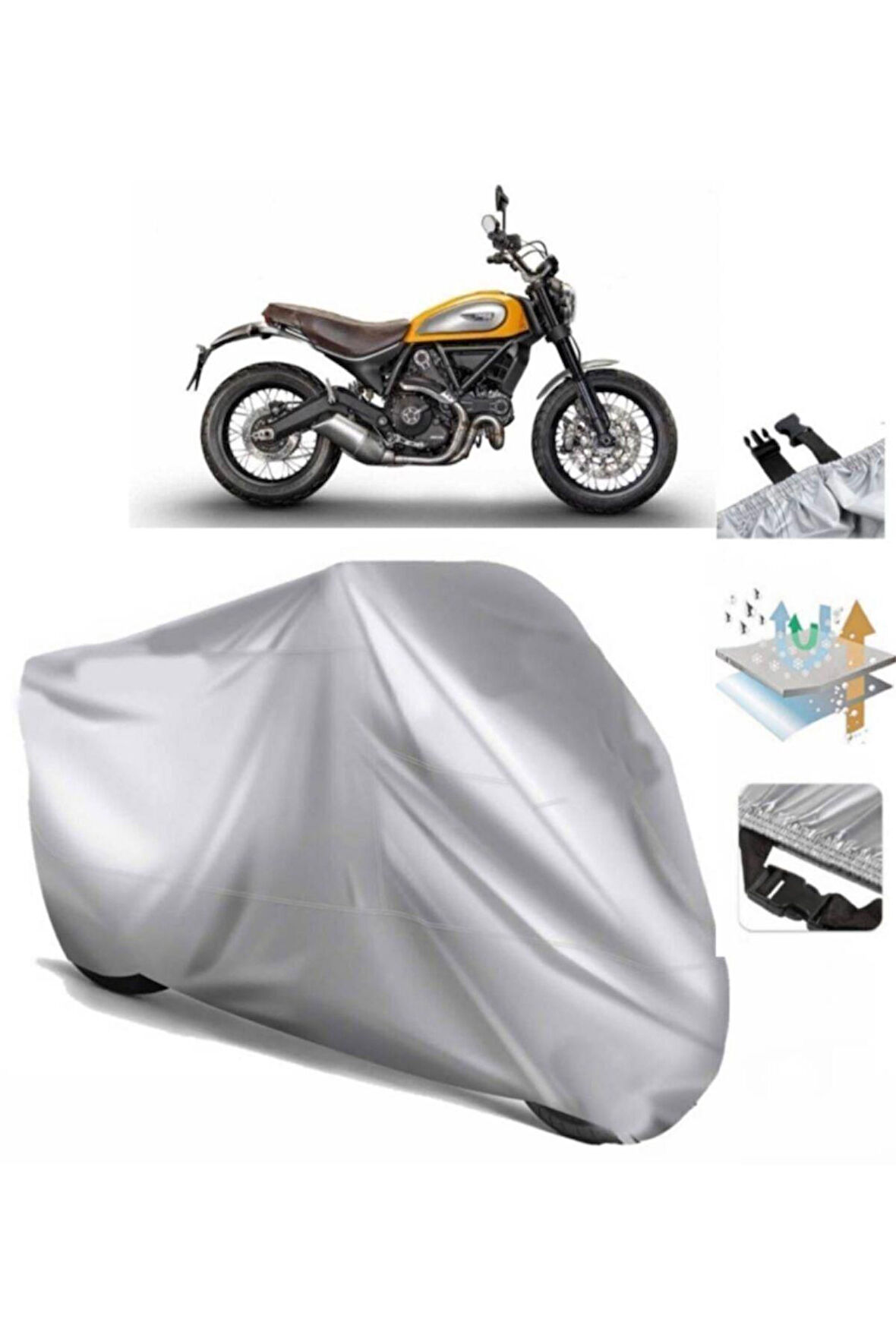Ducati Scrambler Classic  Arka Çanta (bağlantı Tokalı) Uyumlu SolarBlock  Motosiklet Brandası Örtüsü