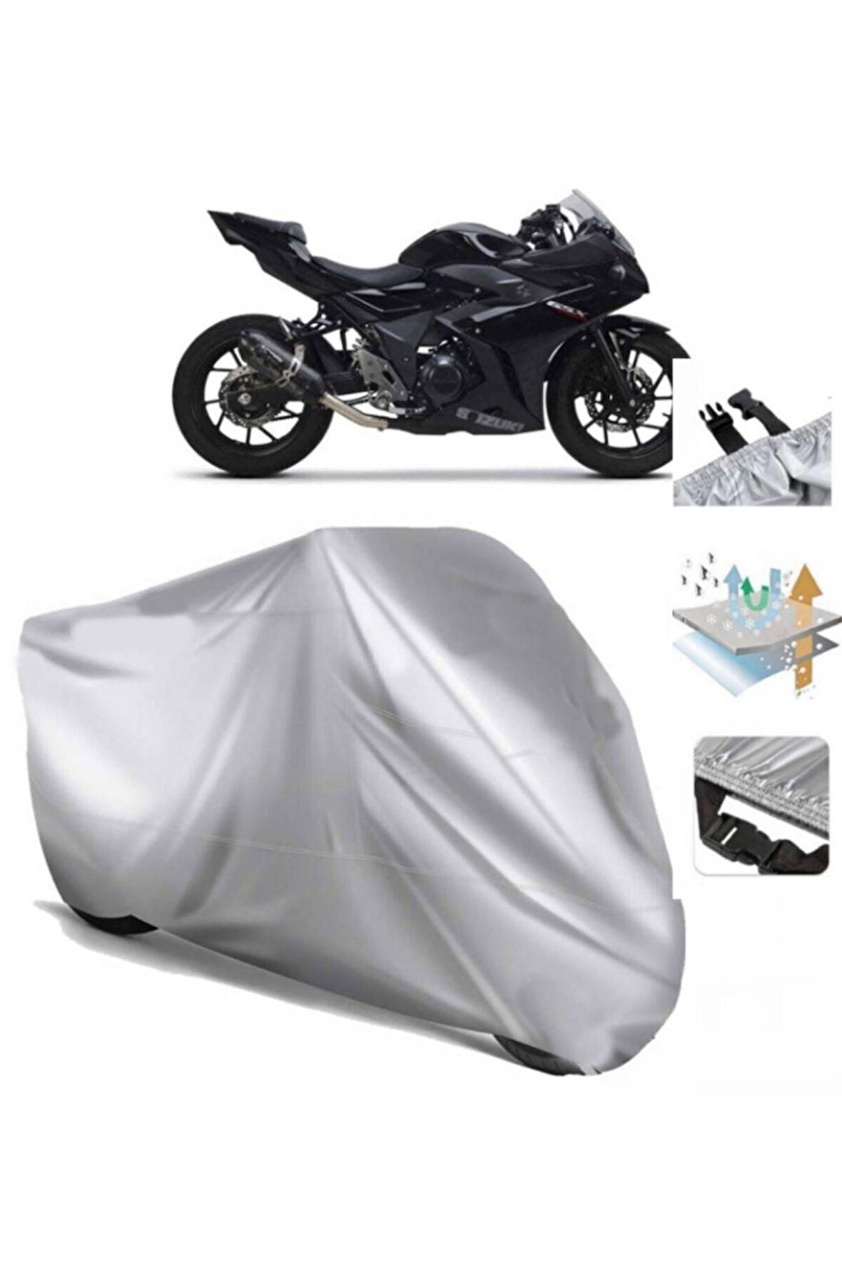Suzuki Gsx-r 250 (bağlantı Tokalı) Uyumlu SolarBlock Prime Motosiklet Brandası Örtüsü