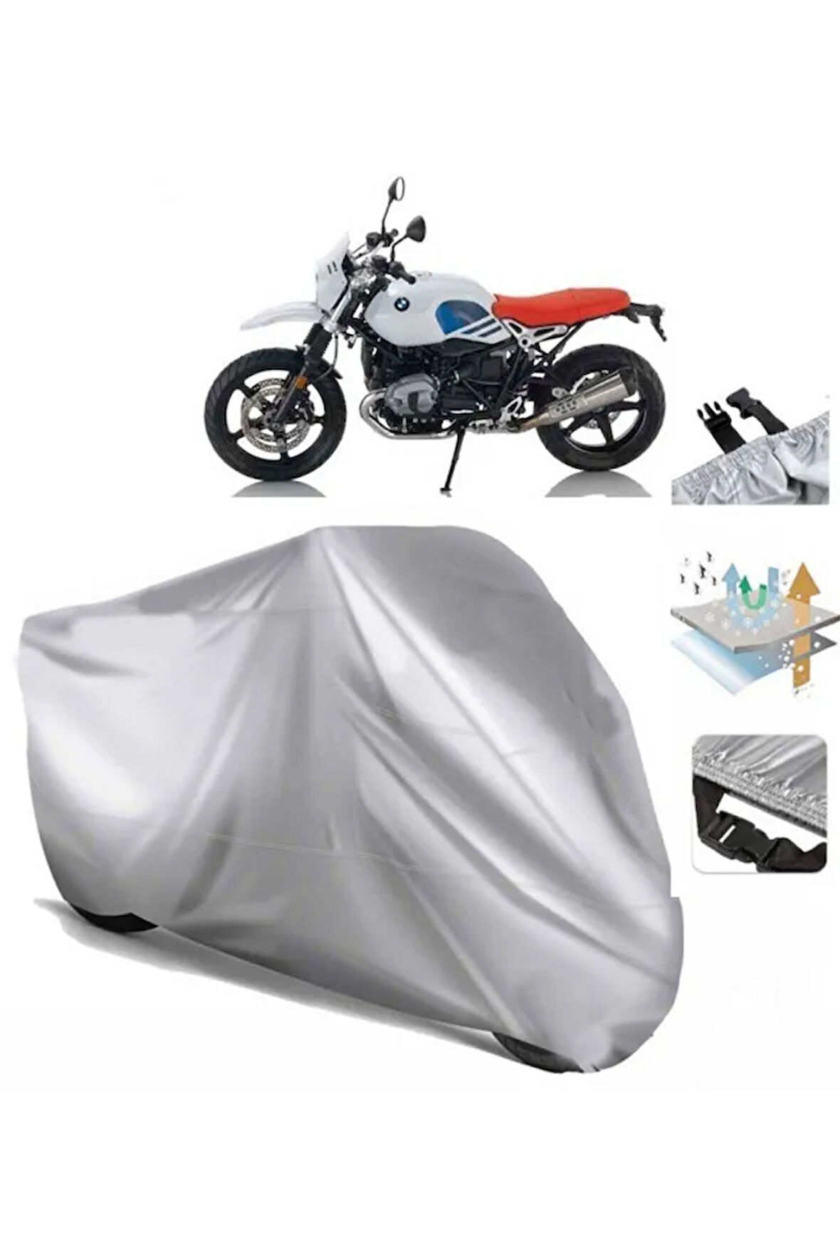 Bmw R Nine T Urban Gs Arka Çanta (bağlantı Tokalı) Uyumlu SolarBlock  Motosiklet Brandası Örtüsü