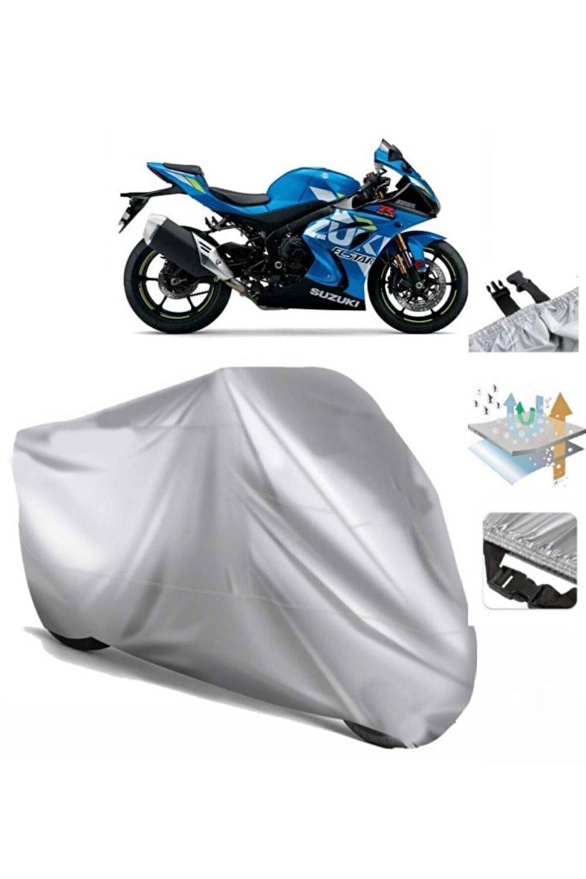 Suzuki Gsx-r 1000  Arka Çanta (bağlantı Tokalı) Uyumlu SolarBlock Prime Motosiklet Brandası Örtüsü