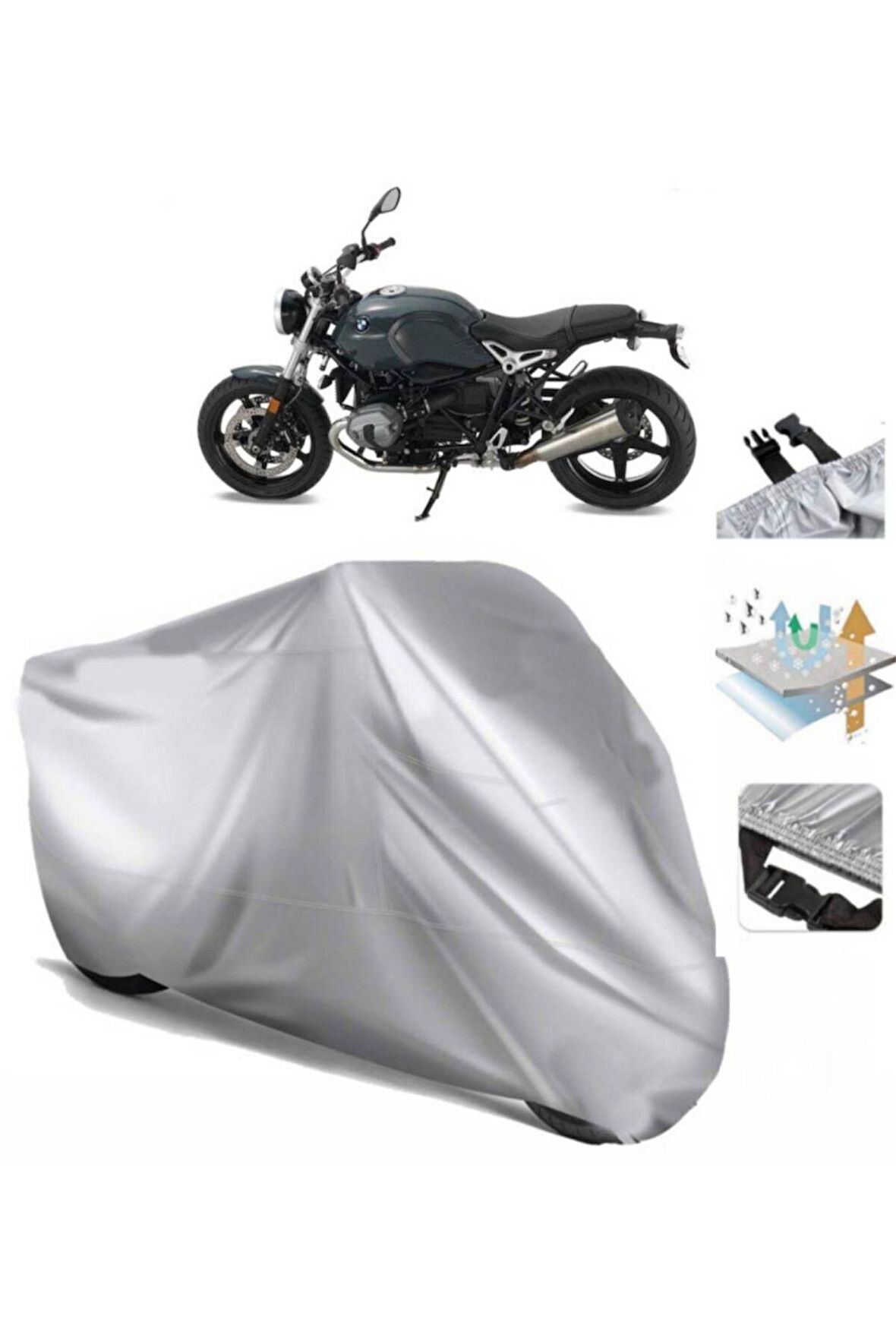 Bmw R Nine T Pure  Arka Çanta (bağlantı Tokalı) Uyumlu SolarBlock Prime Motosiklet Brandası Örtüsü