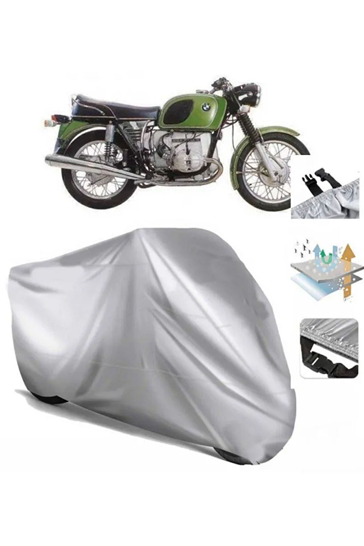 Bmw R 60-7  Arka Çanta (bağlantı Tokalı) Uyumlu SolarBlock Prime Motosiklet Brandası Örtüsü