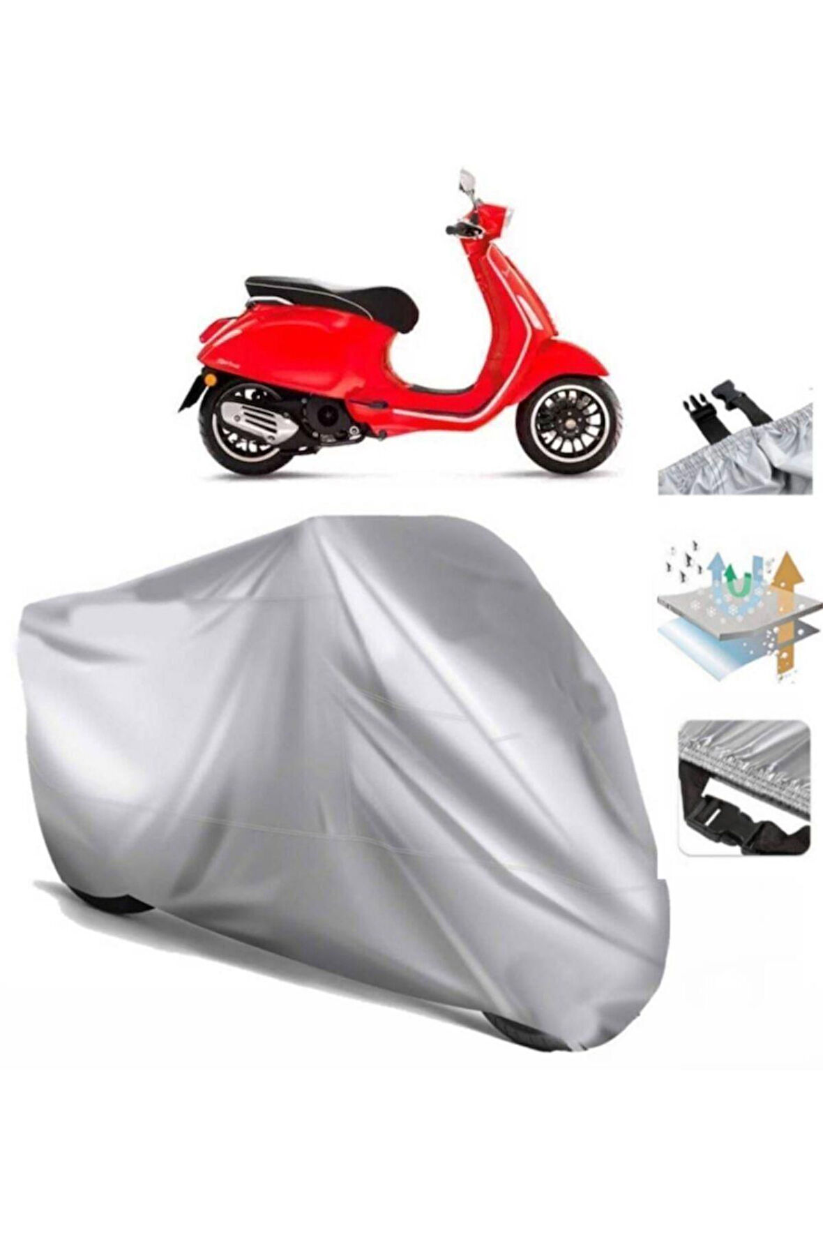 Vespa Sprint 125  Arka Çanta (bağlantı Tokalı) Uyumlu SolarBlock Prime Motosiklet Brandası Örtüsü