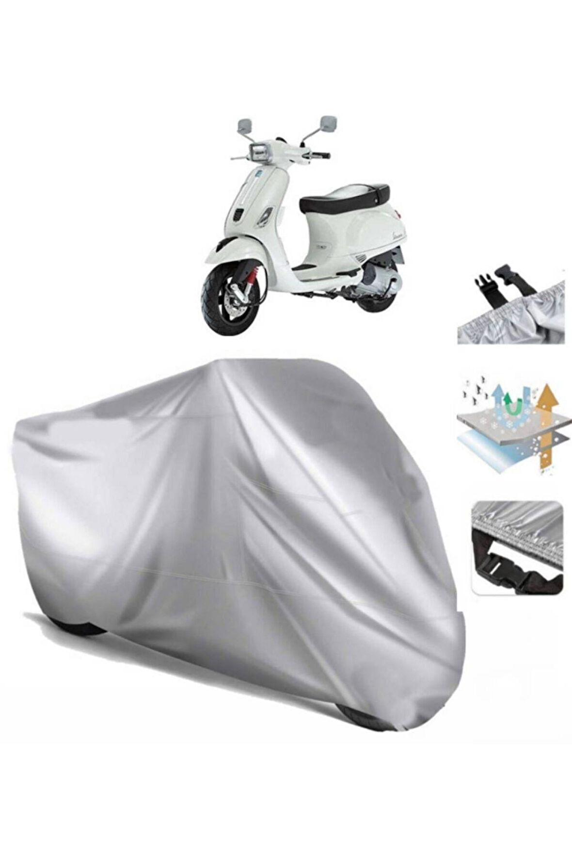 Vespa S 125 (bağlantı Tokalı) Uyumlu SolarBlock Prime Motosiklet Brandası Örtüsü