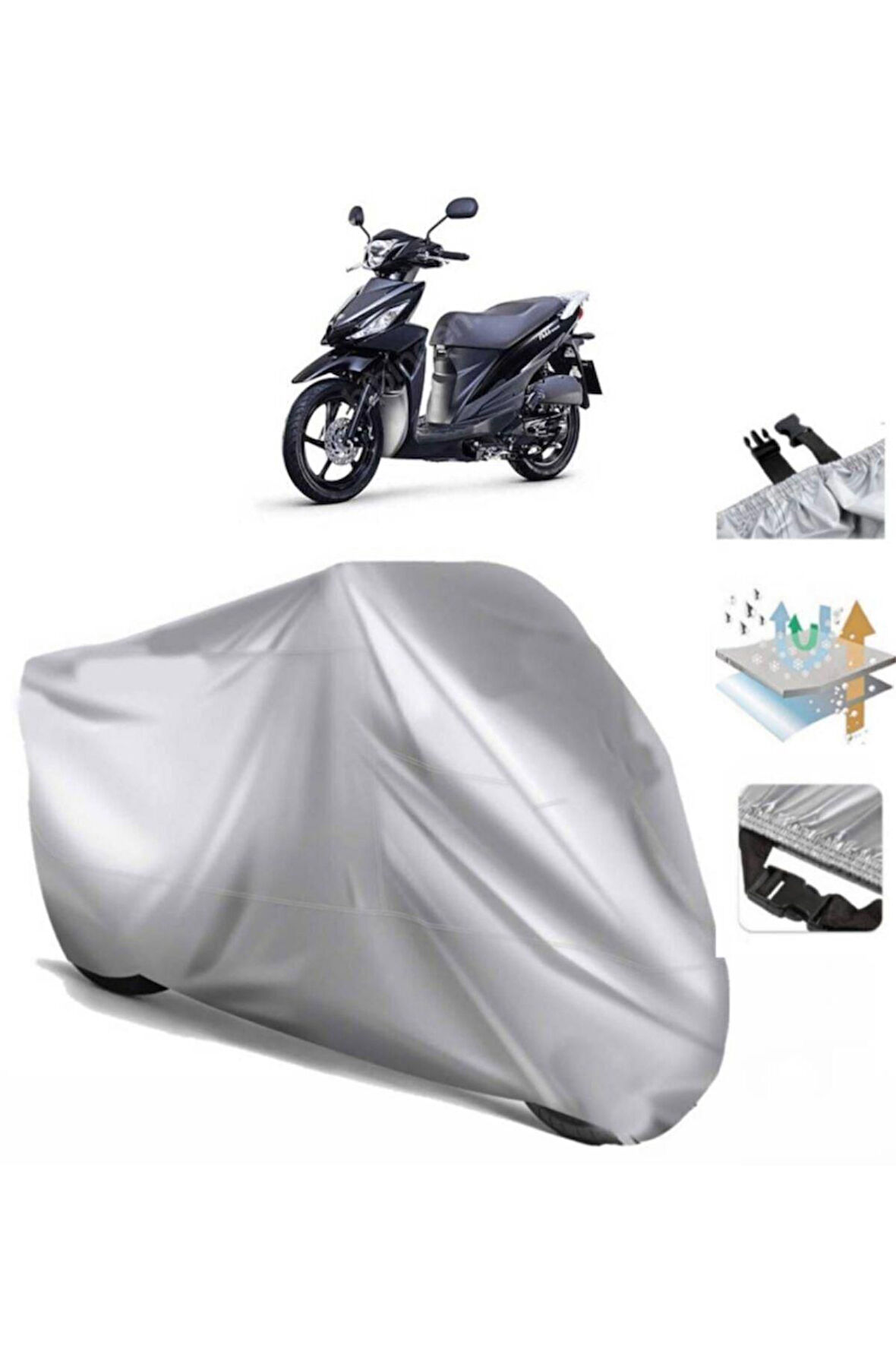 Suzuki Address 110  Arka Çanta (bağlantı Tokalı) Uyumlu SolarBlock Prime Motosiklet Brandası Örtüsü