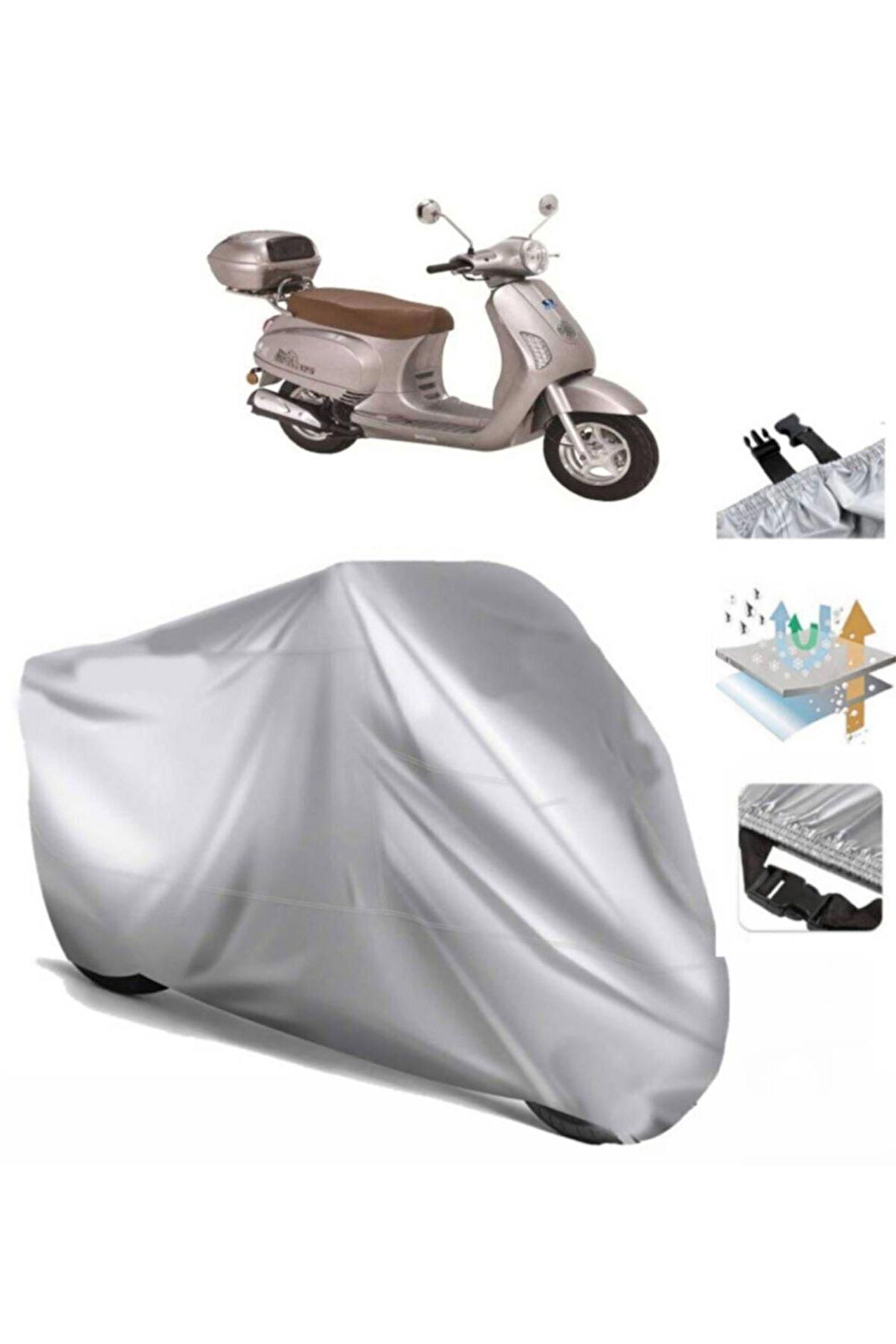 Bisan Sardes 125  Arka Çanta (bağlantı Tokalı) Uyumlu SolarBlock Prime Motosiklet Brandası Örtüsü