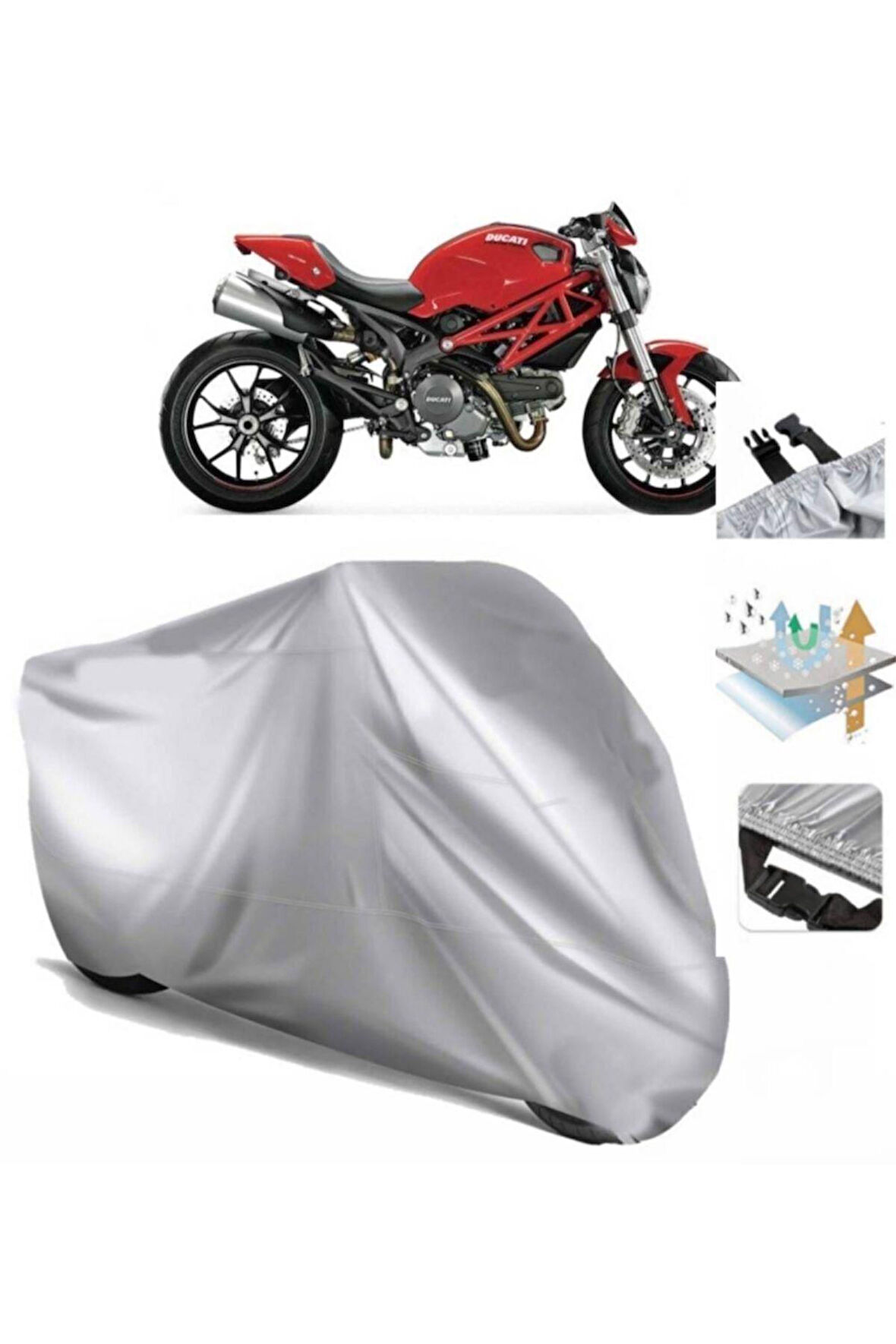 Ducati 796  Arka Çanta (bağlantı Tokalı) Uyumlu SolarBlock Prime Motosiklet Brandası Örtüsü
