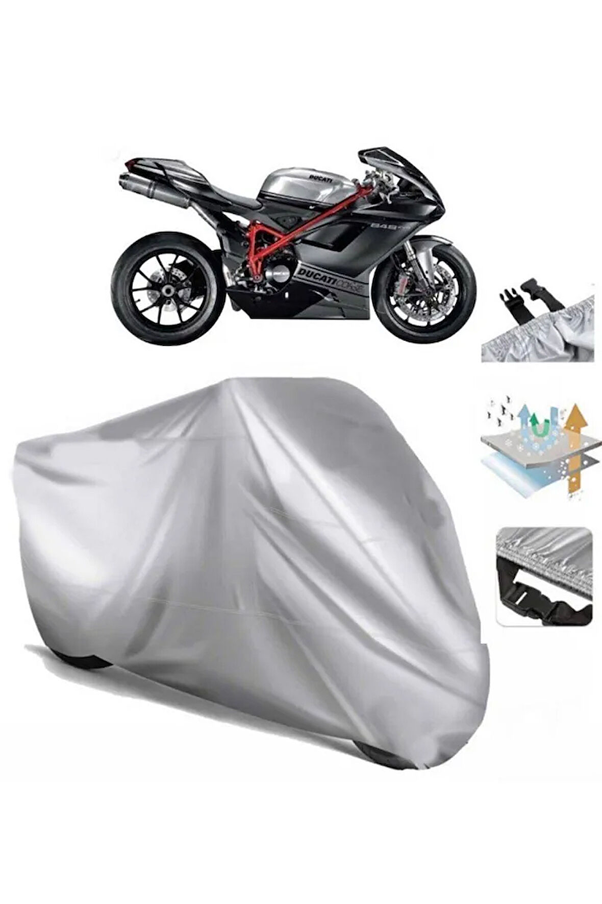 Ducati 848 Evo  Arka Çanta (bağlantı Tokalı) Uyumlu SolarBlock Prime Motosiklet Brandası Örtüsü