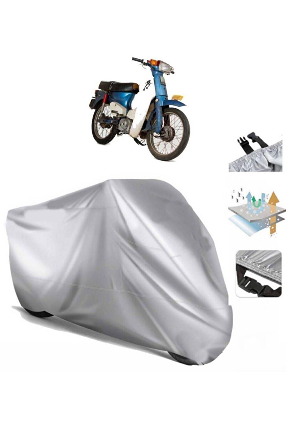 Honda C 90  Arka Çanta (bağlantı Tokalı) Uyumlu SolarBlock Prime Motosiklet Brandası Örtüsü