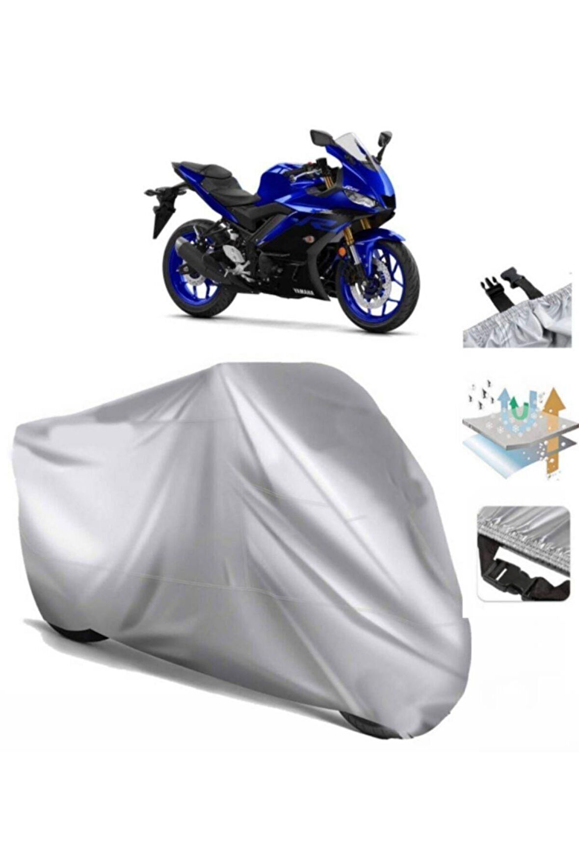 Yamaha Yzf R25 Abs  Arka Çanta (bağlantı Tokalı) Uyumlu SolarBlock Prime Motosiklet Brandası Örtüsü