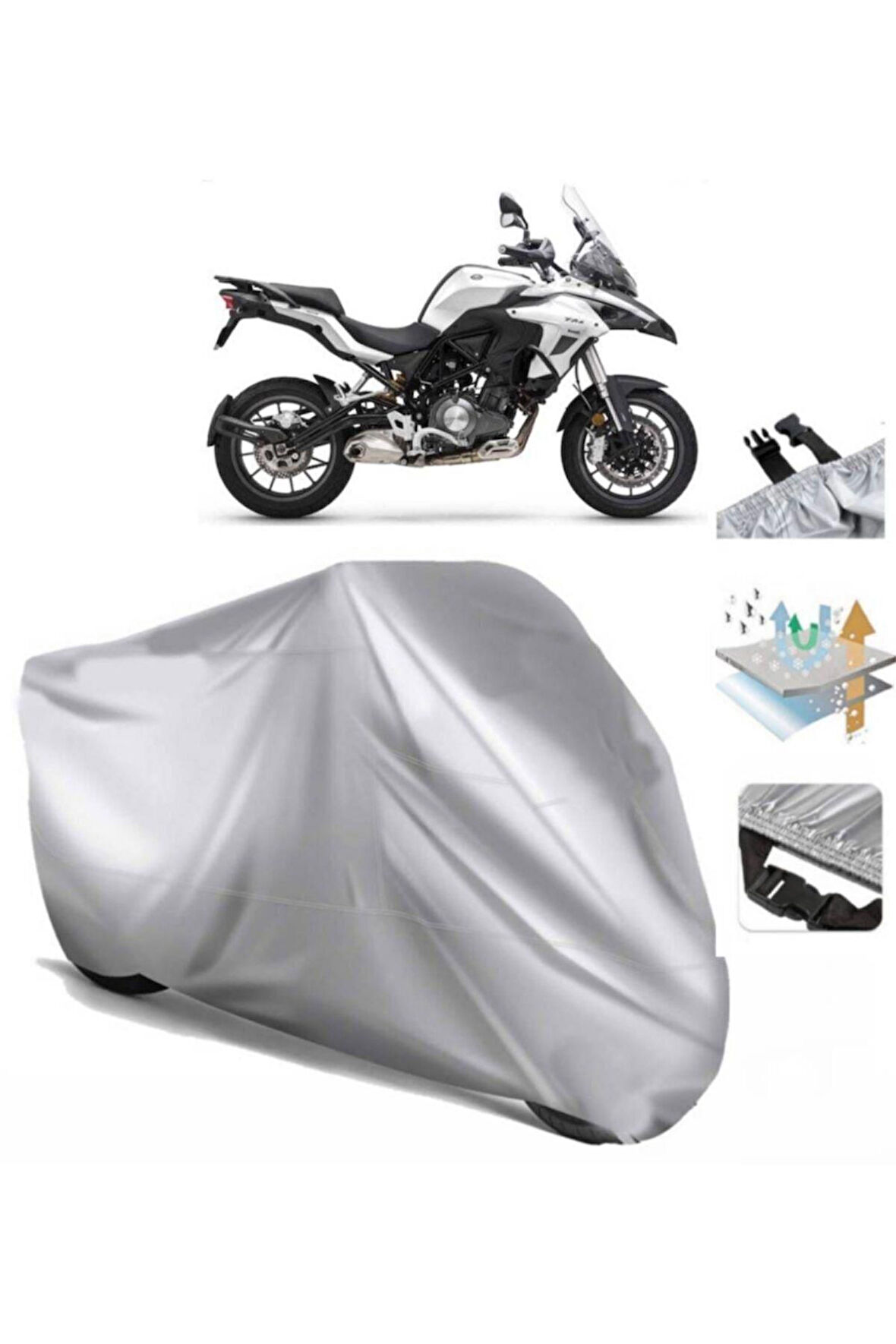 Benelli Trk 502  Arka Çanta (bağlantı Tokalı) Uyumlu SolarBlock Prime Motosiklet Brandası Örtüsü