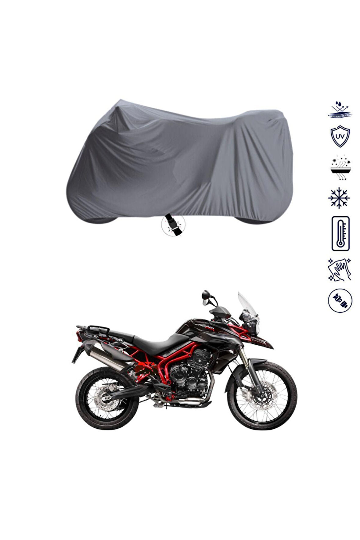 Triumph Tiger 800 XC Çantalı  Bağlantı Tokalı  Uyumlu SolarBlock Prime Motosiklet Brandası Örtüsü