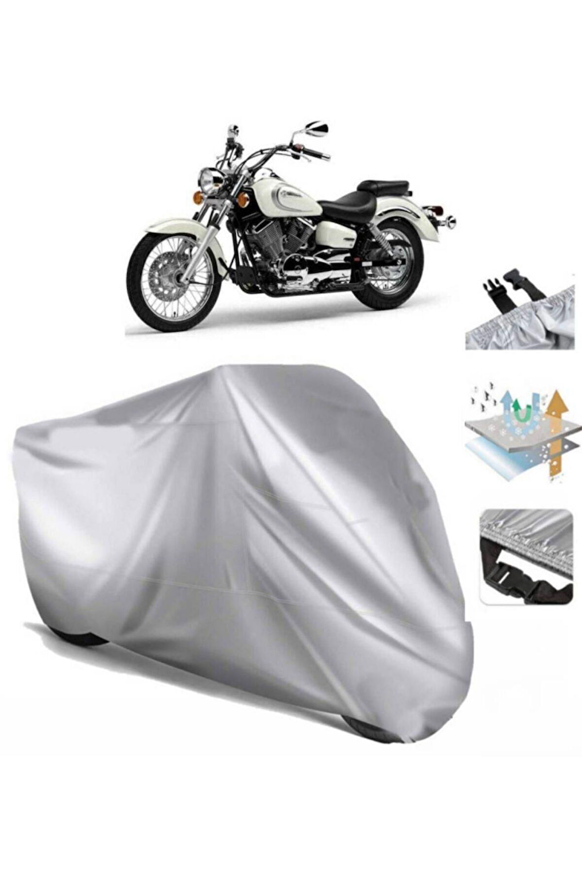 Yamaha Xvs 250 Drag Star (bağlantı Tokalı) Uyumlu SolarBlock Prime Motosiklet Brandası Örtüsü