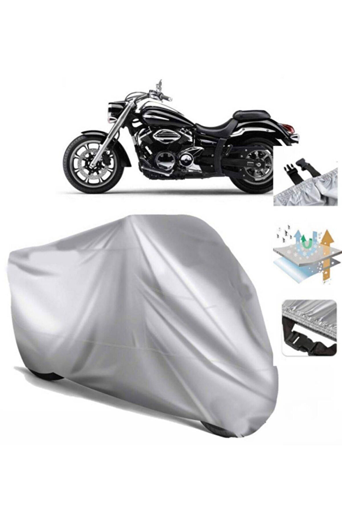 Yamaha Xvs 950 A  Arka Çanta (bağlantı Tokalı) Uyumlu SolarBlock Prime Motosiklet Brandası Örtüsü