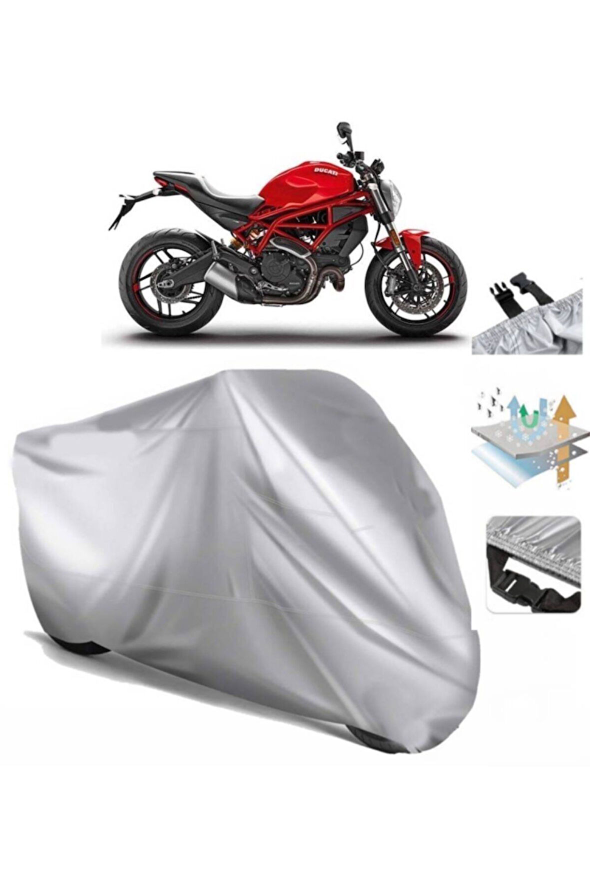 Ducati Monster 797  Arka Çanta (bağlantı Tokalı) Uyumlu SolarBlock Prime Motosiklet Brandası Örtüsü