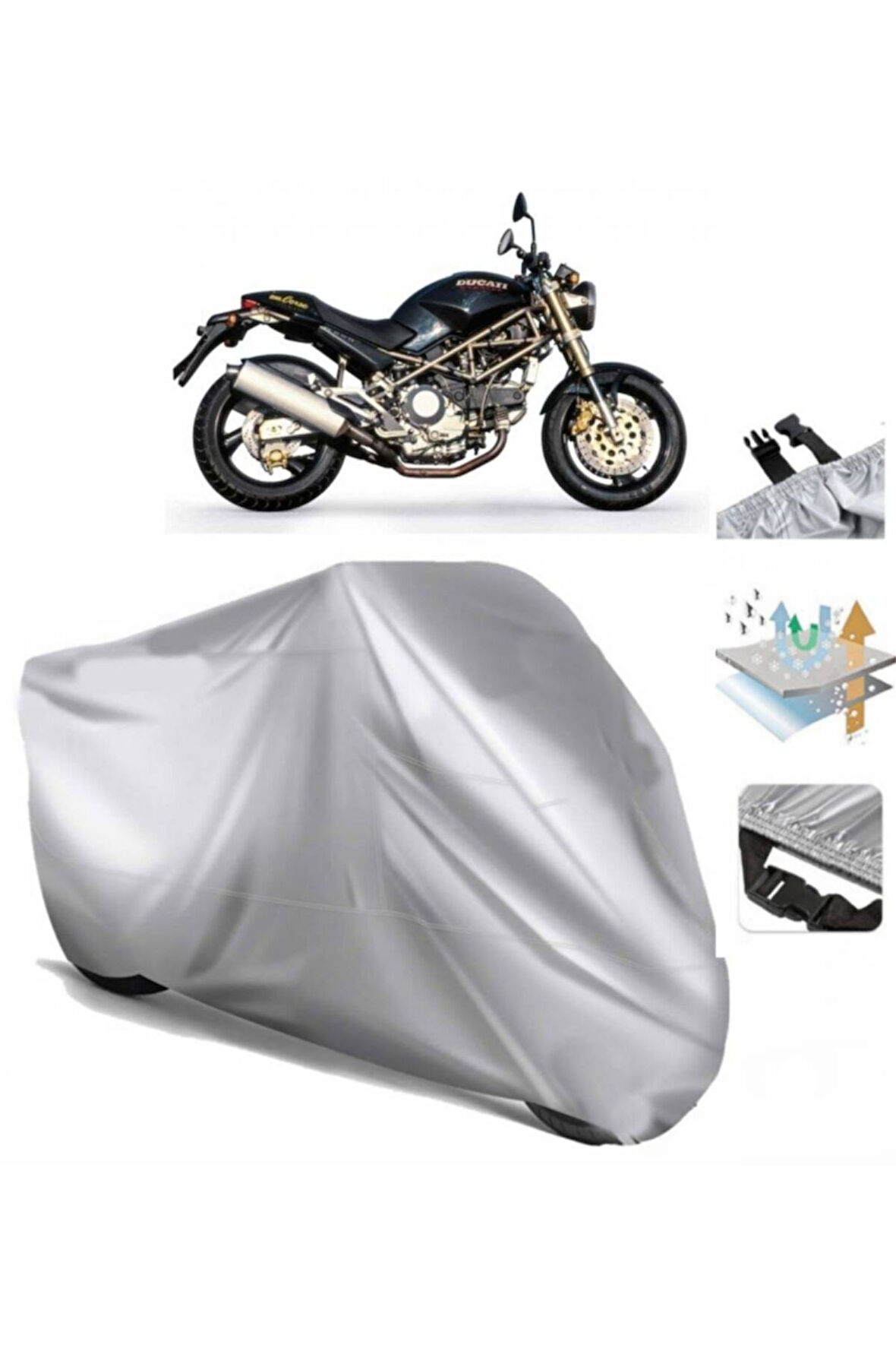 Ducati Monster 900  Arka Çanta (bağlantı Tokalı) Uyumlu SolarBlock Prime Motosiklet Brandası Örtüsü