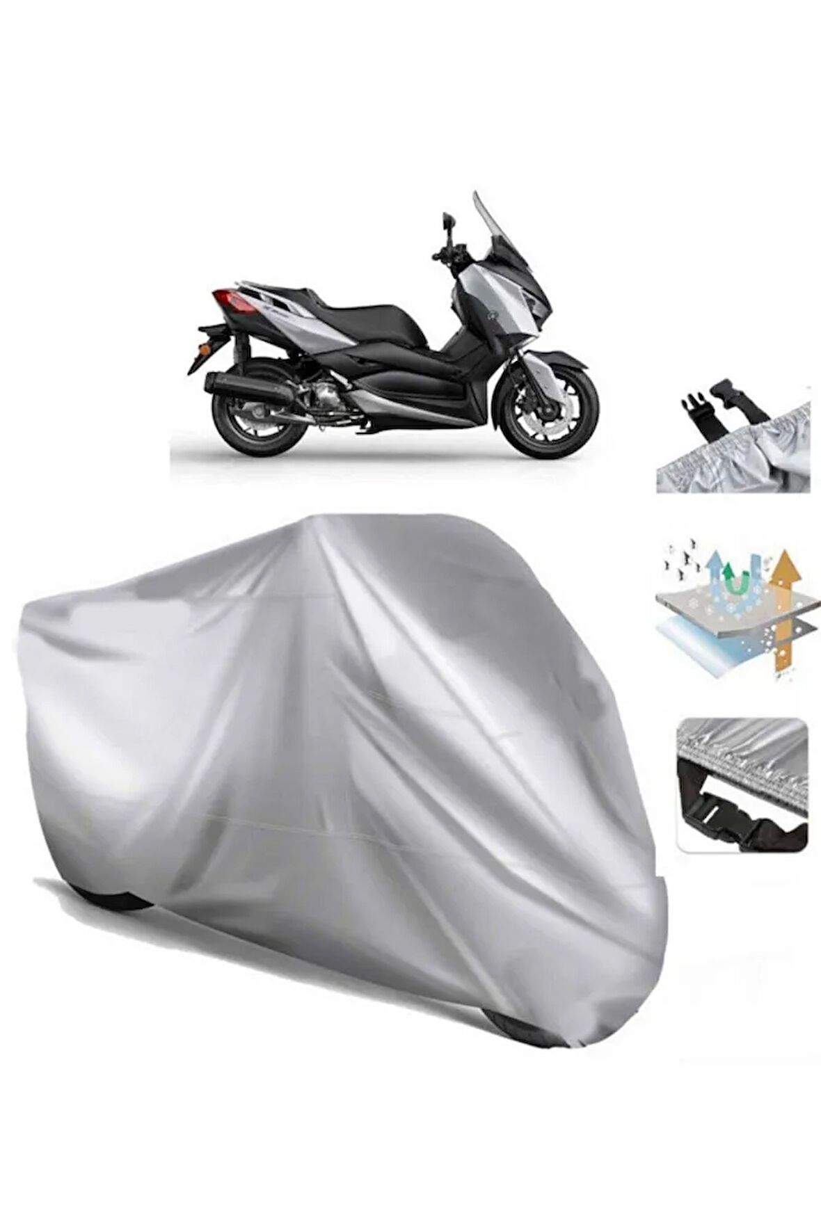 Yamaha X-max 125 Iron Max (bağlantı Tokalı) Uyumlu SolarBlock Prime Motosiklet Brandası Örtüsü