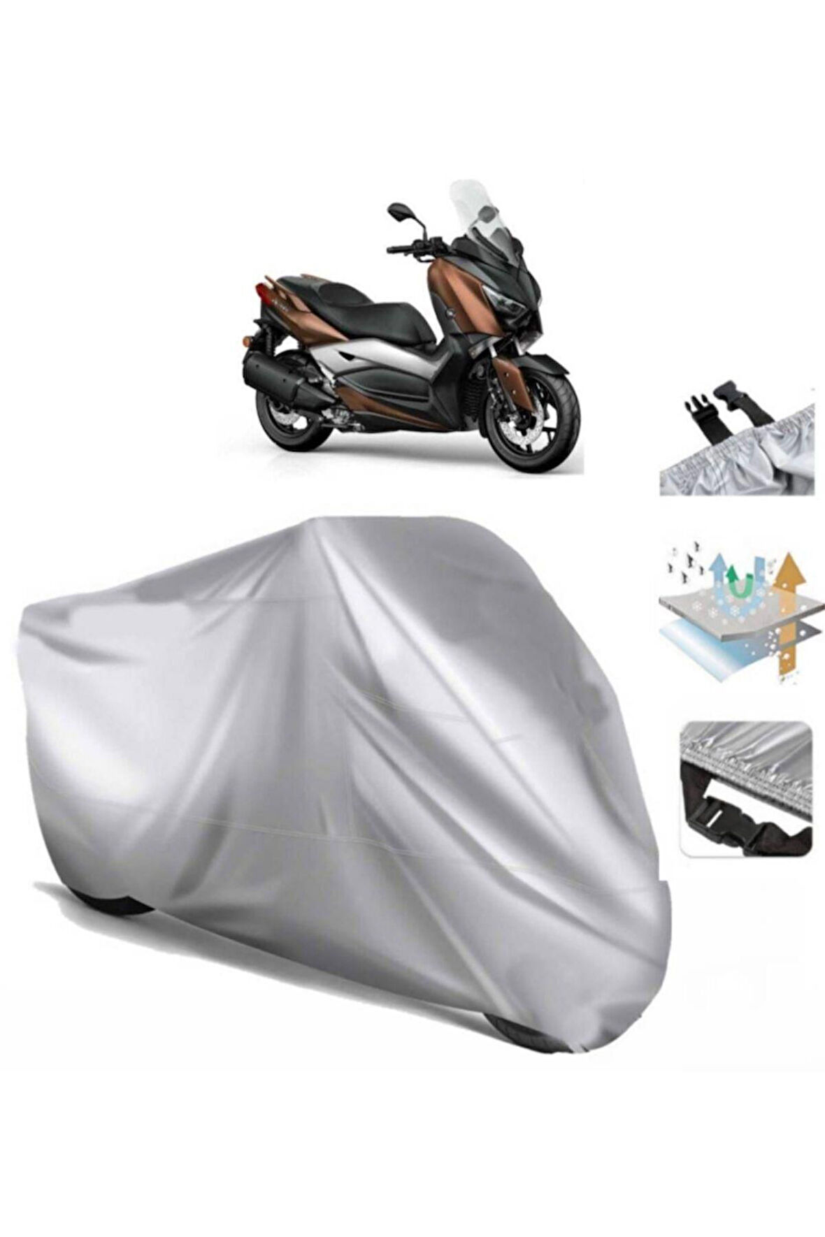 Yamaha X-max 300 Abs  Arka Çanta (bağlantı Tokalı) Uyumlu SolarBlock  Motosiklet Brandası Örtüsü