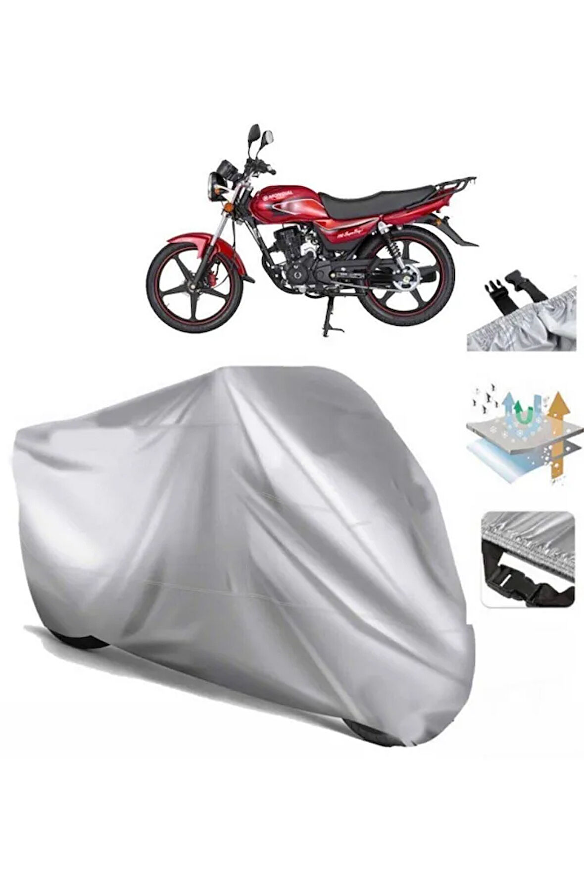 Mondial 100 Superboy I (bağlantı Tokalı) Uyumlu SolarBlock Prime Motosiklet Brandası Örtüsü