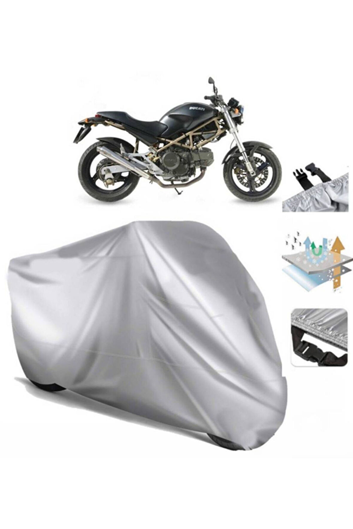 Ducati Monster 600  Arka Çanta (bağlantı Tokalı) Uyumlu SolarBlock Prime Motosiklet Brandası Örtüsü