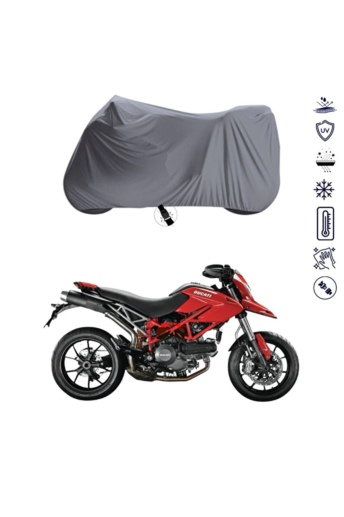 Ducati Hypermotard 796 Çantalı  Bağlantı Tokalı  Uyumlu SolarBlock Prime Motosiklet Brandası Örtüsü