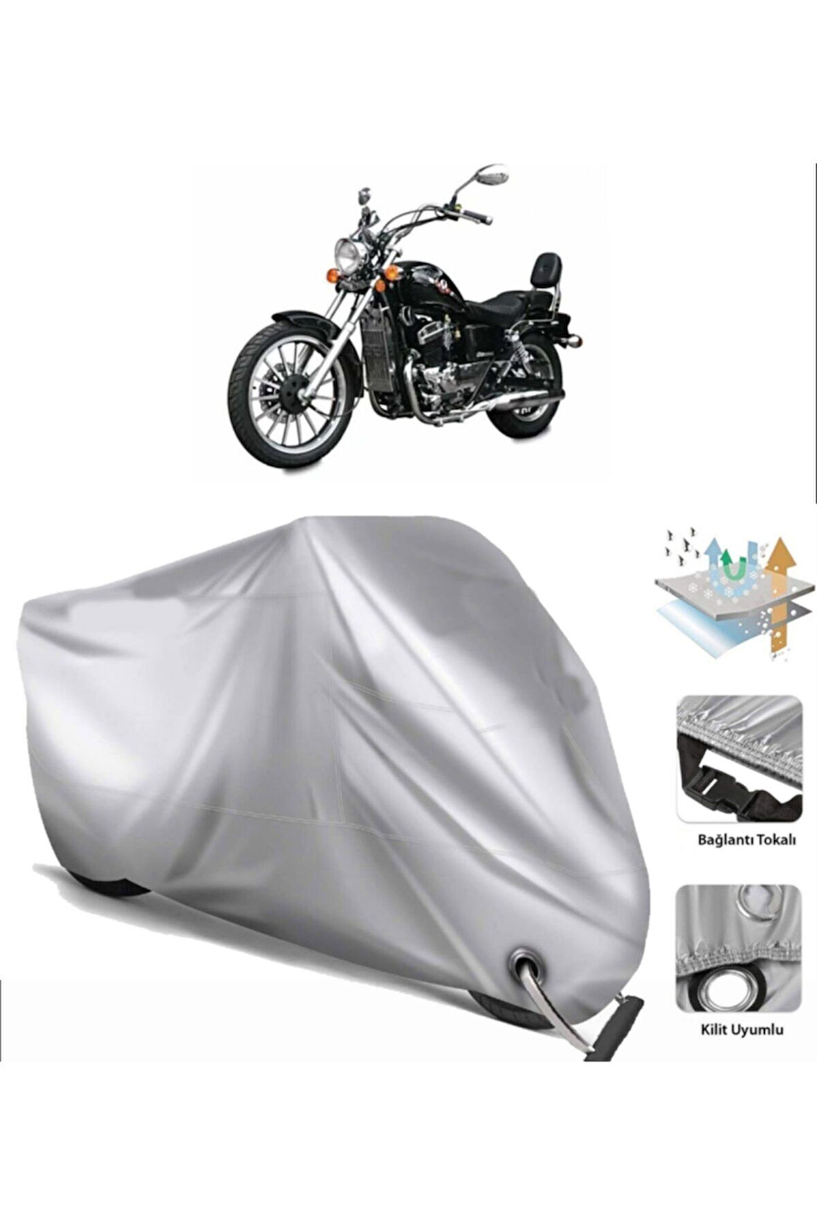 Regal Raptor Dd125e  Arka Çanta (bağlantı Tokalı) Uyumlu SolarBlock Prime Motosiklet Brandası Örtüsü