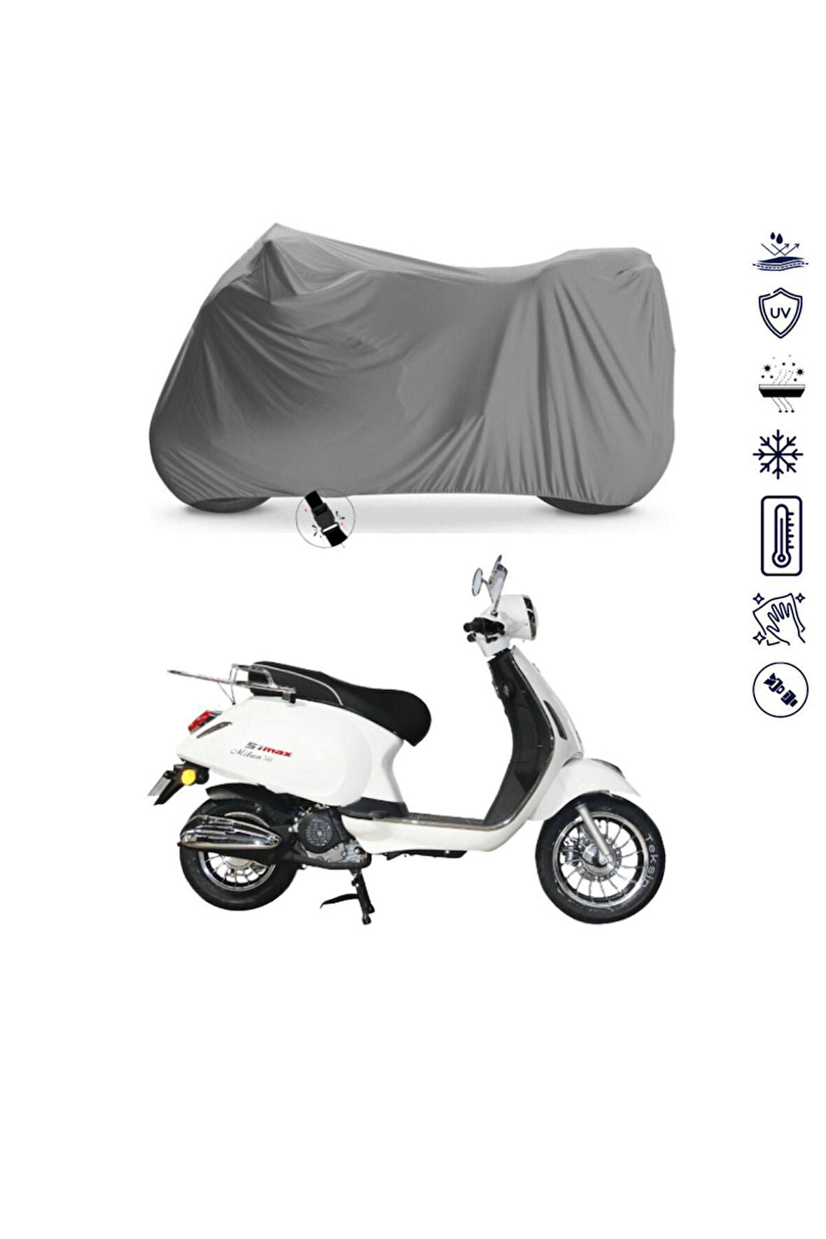 Stmax Milan 50  Bağlantı Tokalı  Uyumlu SolarBlock Prime Motosiklet Brandası Örtüsü