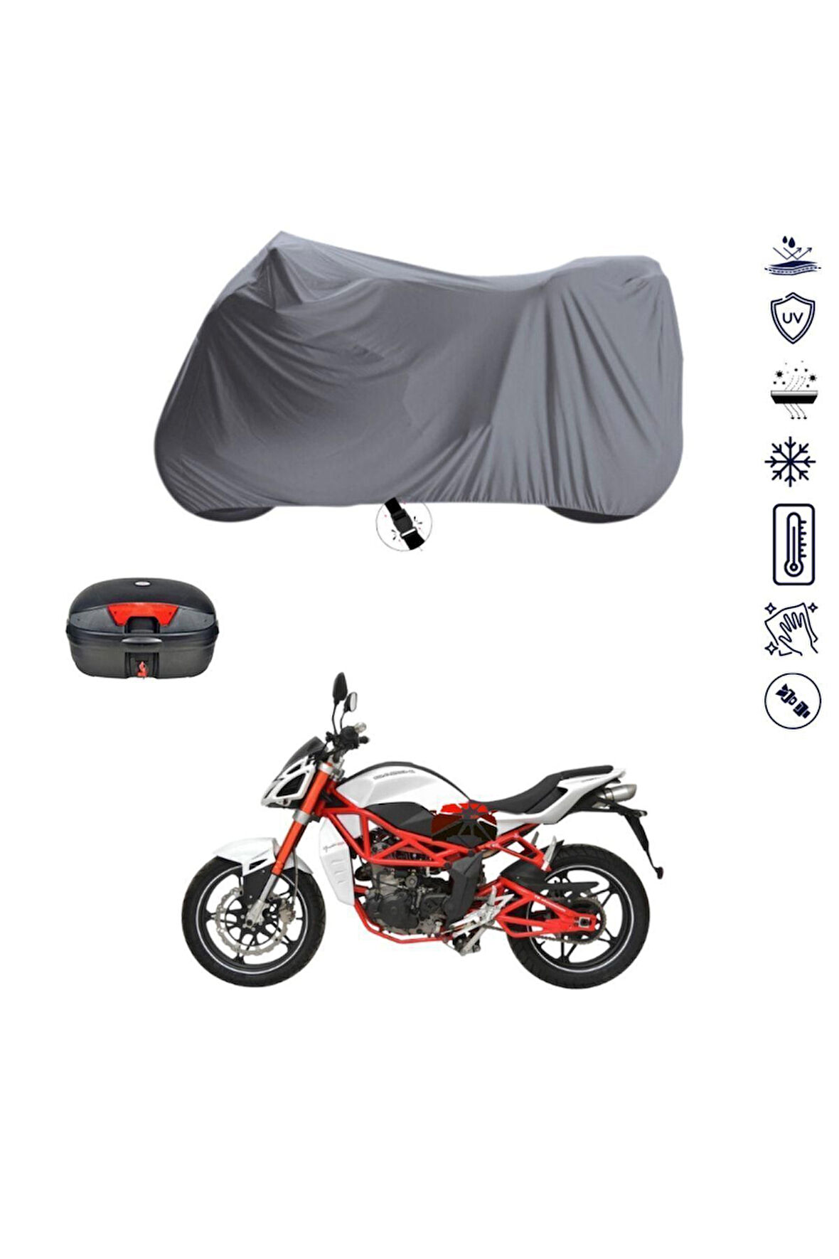 Megelli 250 S Arka Çanta  Bağlantı Tokalı  Uyumlu SolarBlock Prime Motosiklet Brandası Örtüsü