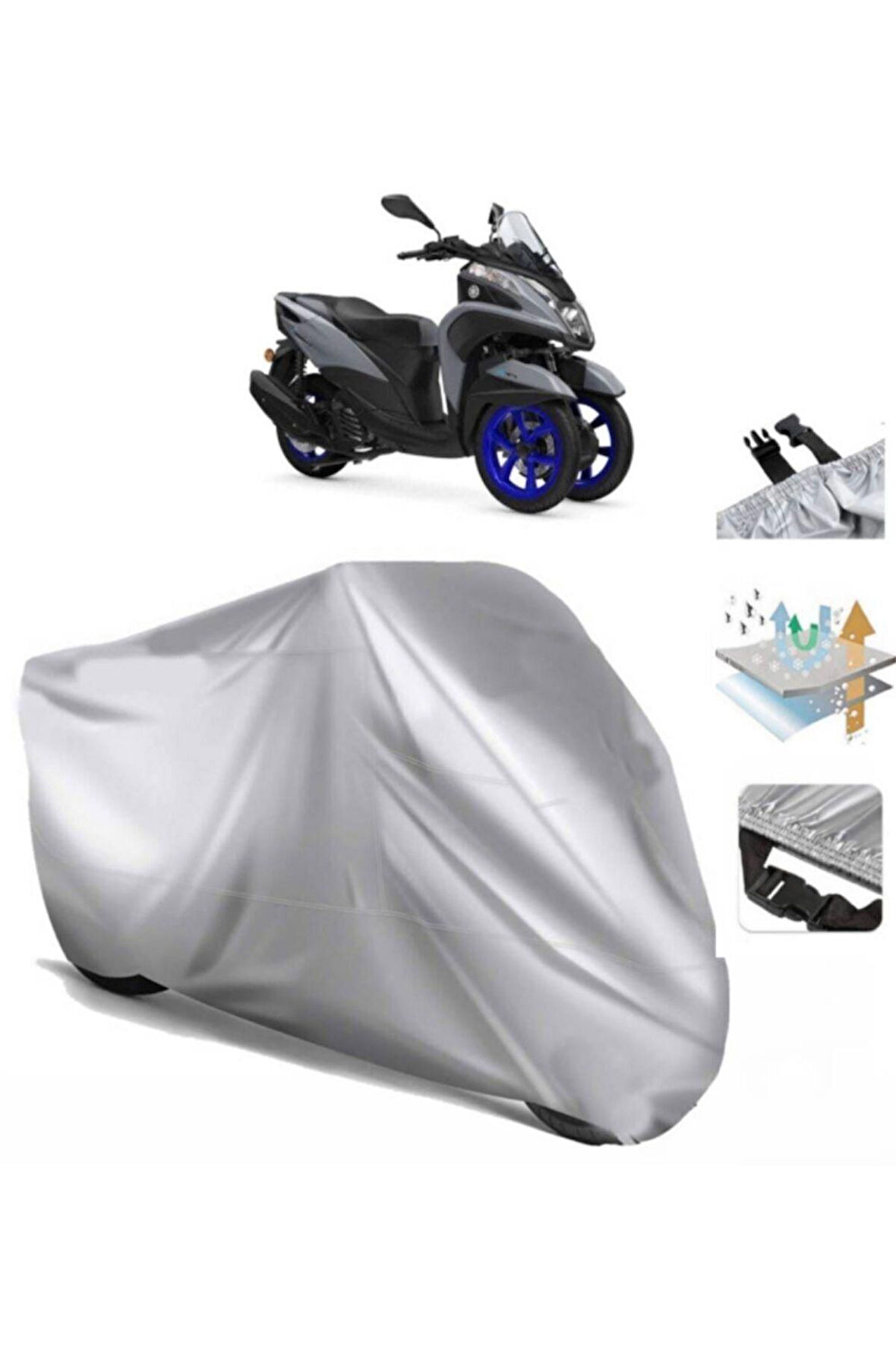 Yamaha Tricity 155  Arka Çanta (bağlantı Tokalı) Uyumlu SolarBlock Prime Motosiklet Brandası Örtüsü