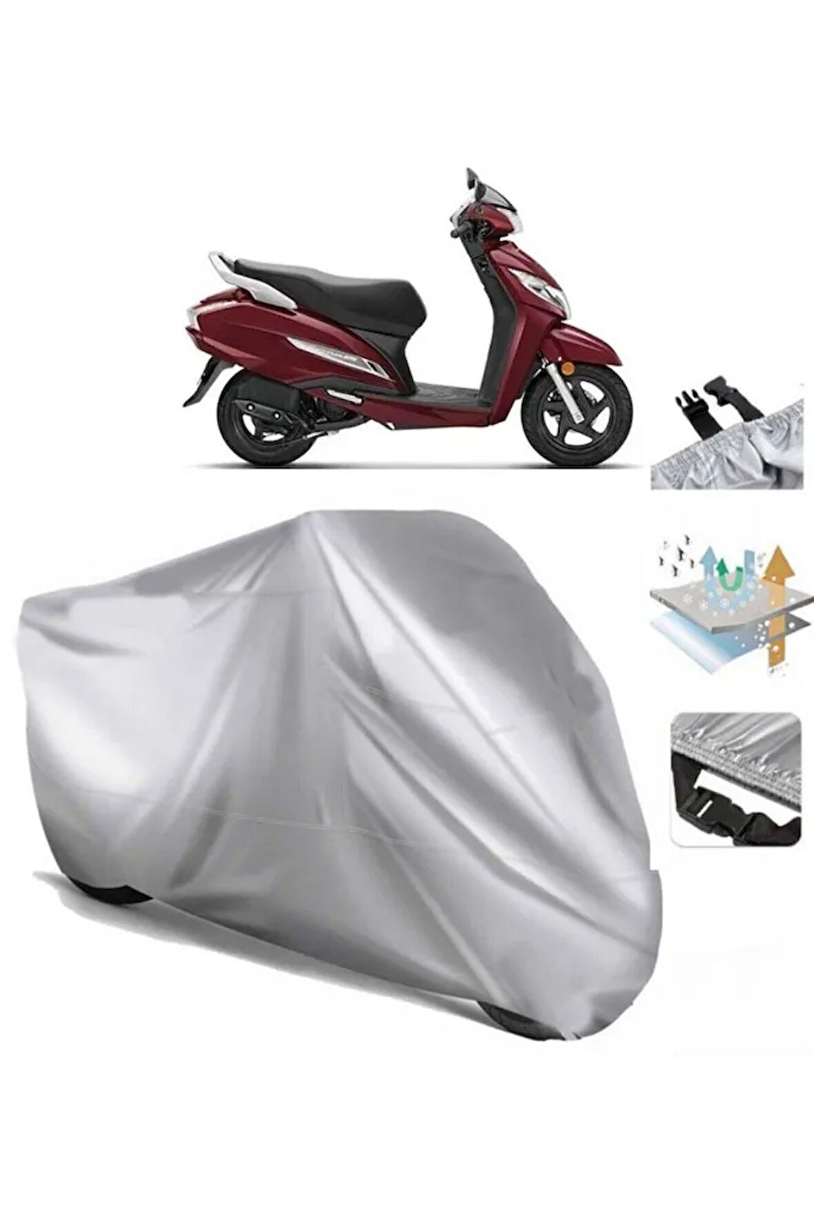 Honda Activa 125  Arka Çanta (bağlantı Tokalı) Uyumlu SolarBlock Prime Motosiklet Brandası Örtüsü