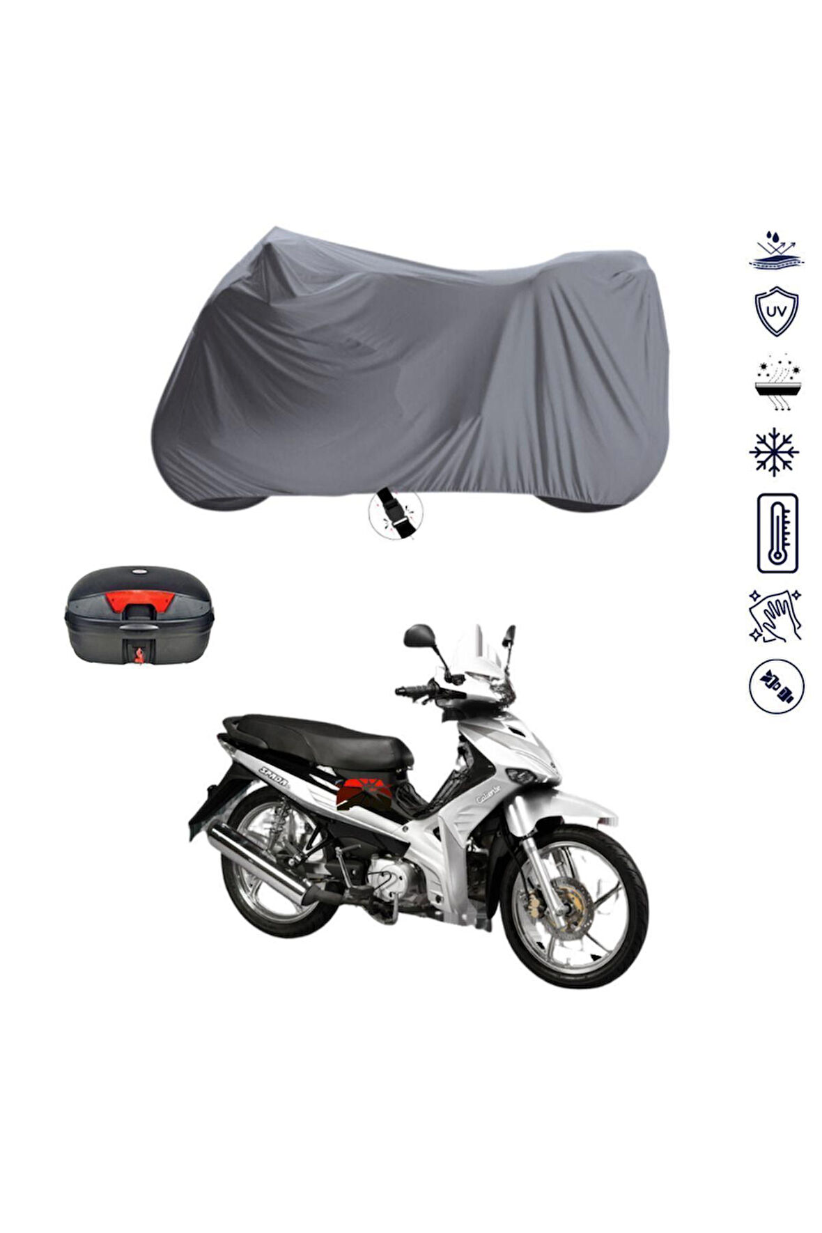 Spada Caliente 100 EFI Çantalı  Bağlantı Tokalı  Uyumlu SolarBlock Prime Motosiklet Brandası Örtüsü