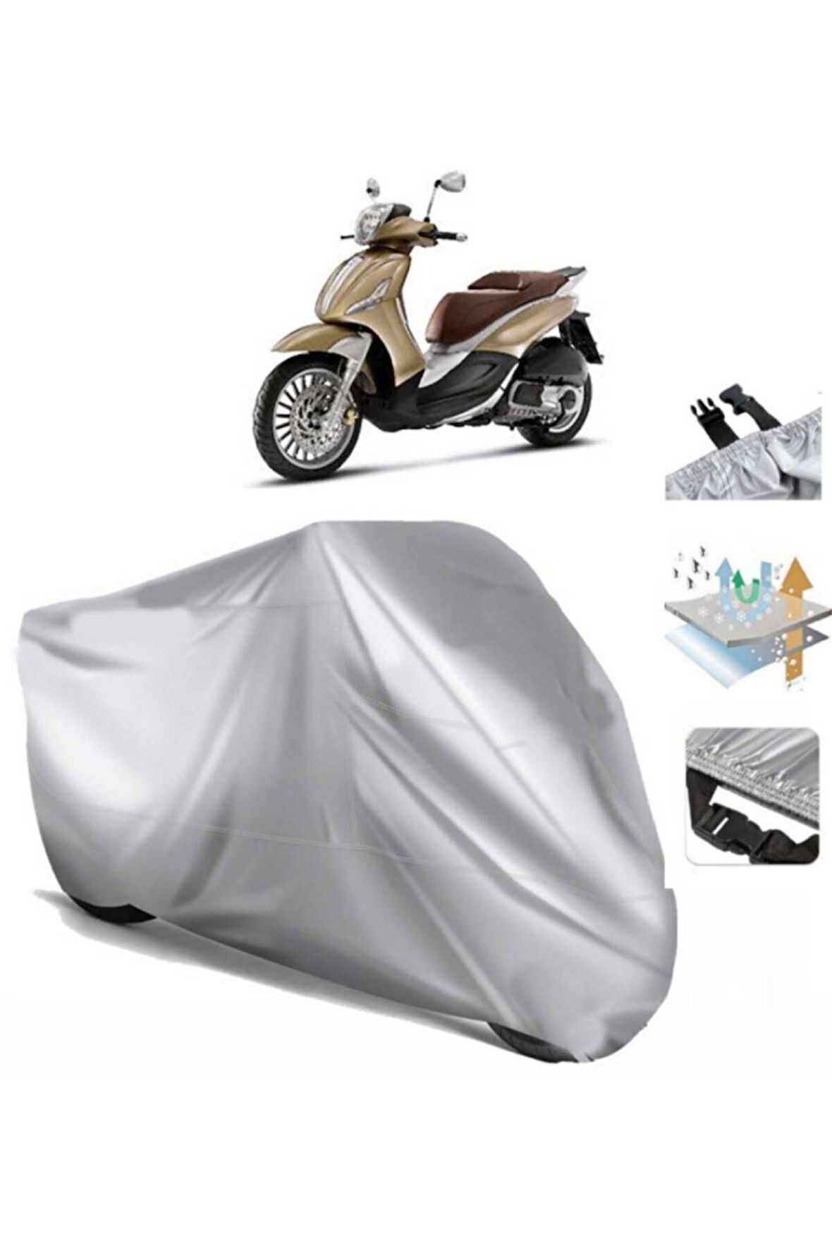 Piaggio Beverly 300 Rst  Arka Çanta (bağlantı Tokalı) Uyumlu SolarBlock  Motosiklet Brandası Örtüsü