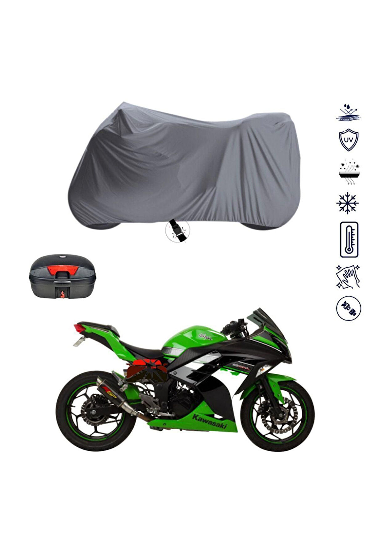 Kawasaki Ninja 300 Arka Çanta  Bağlantı Tokalı  Uyumlu SolarBlock Prime Motosiklet Brandası Örtüsü