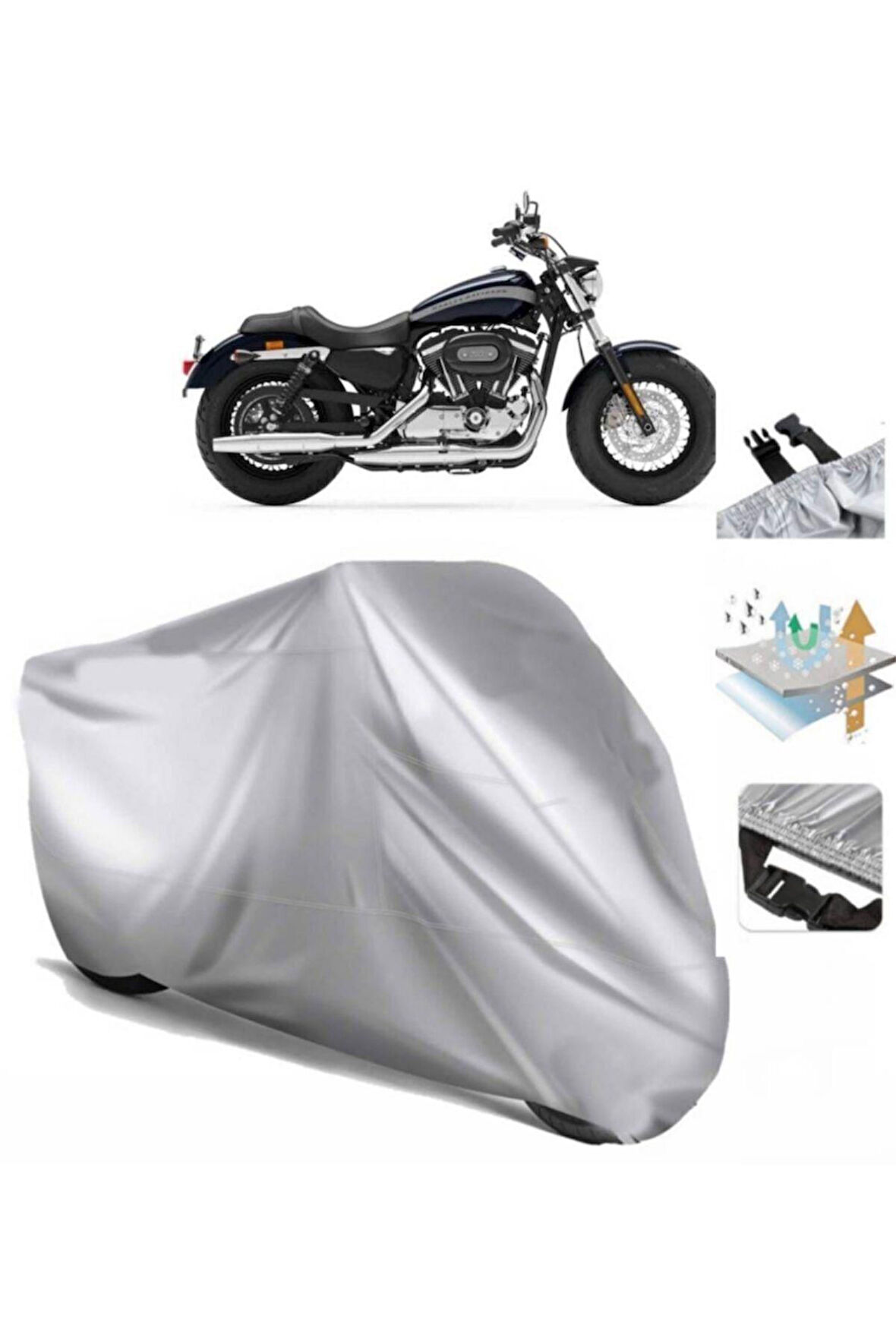 Sportster 1200 Custom  Arka Çanta (bağlantı Tokalı) Uyumlu SolarBlock  Motosiklet Brandası Örtüsü