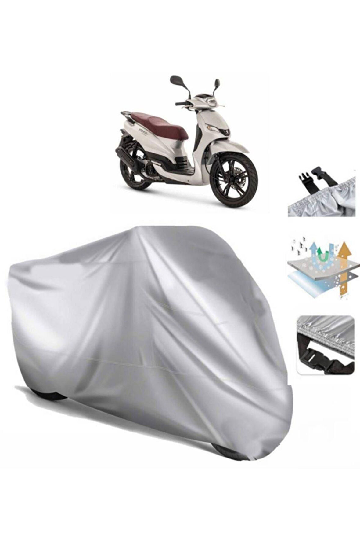 Peugeot Tweet 151 (bağlantı Tokalı) Uyumlu SolarBlock Prime Motosiklet Brandası Örtüsü
