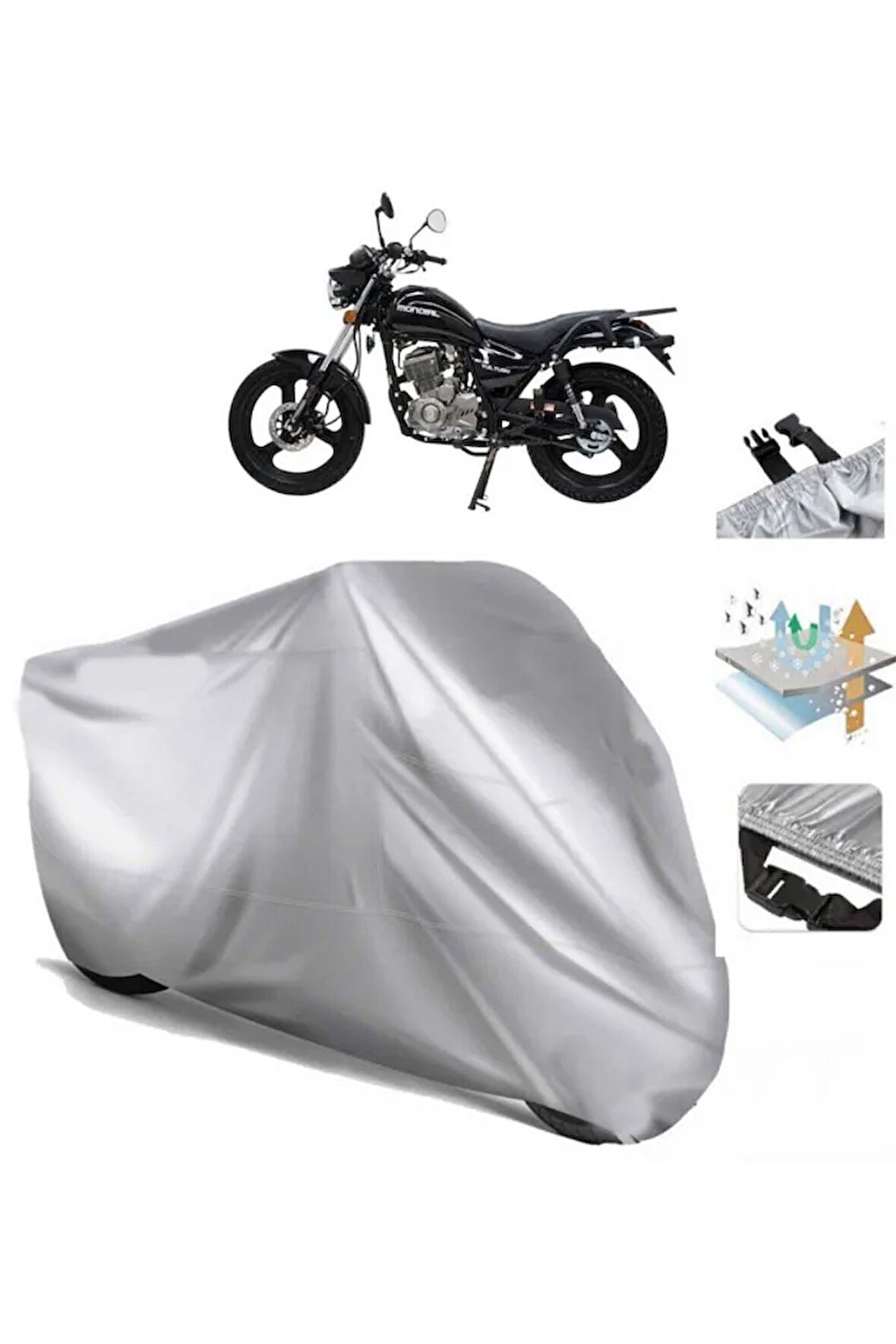 Mondial 125 Vulture I  Arka Çanta (bağlantı Tokalı) Uyumlu SolarBlock  Motosiklet Brandası Örtüsü