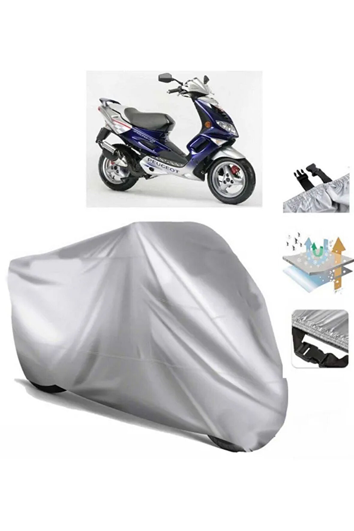 Peugeot Speedfight 2  Arka Çanta (bağlantı Tokalı) Uyumlu SolarBlock  Motosiklet Brandası Örtüsü