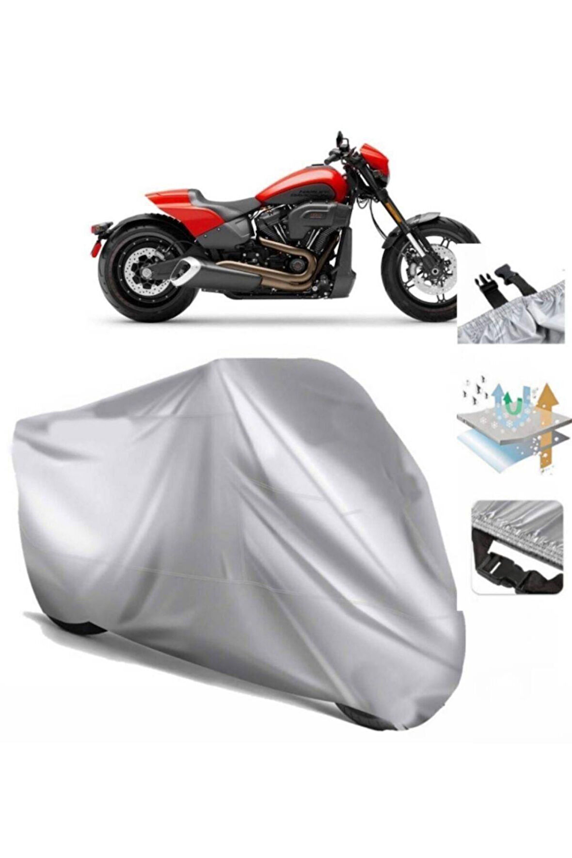 Softail Fxdr 114  Arka Çanta (bağlantı Tokalı) Uyumlu SolarBlock Prime Motosiklet Brandası Örtüsü