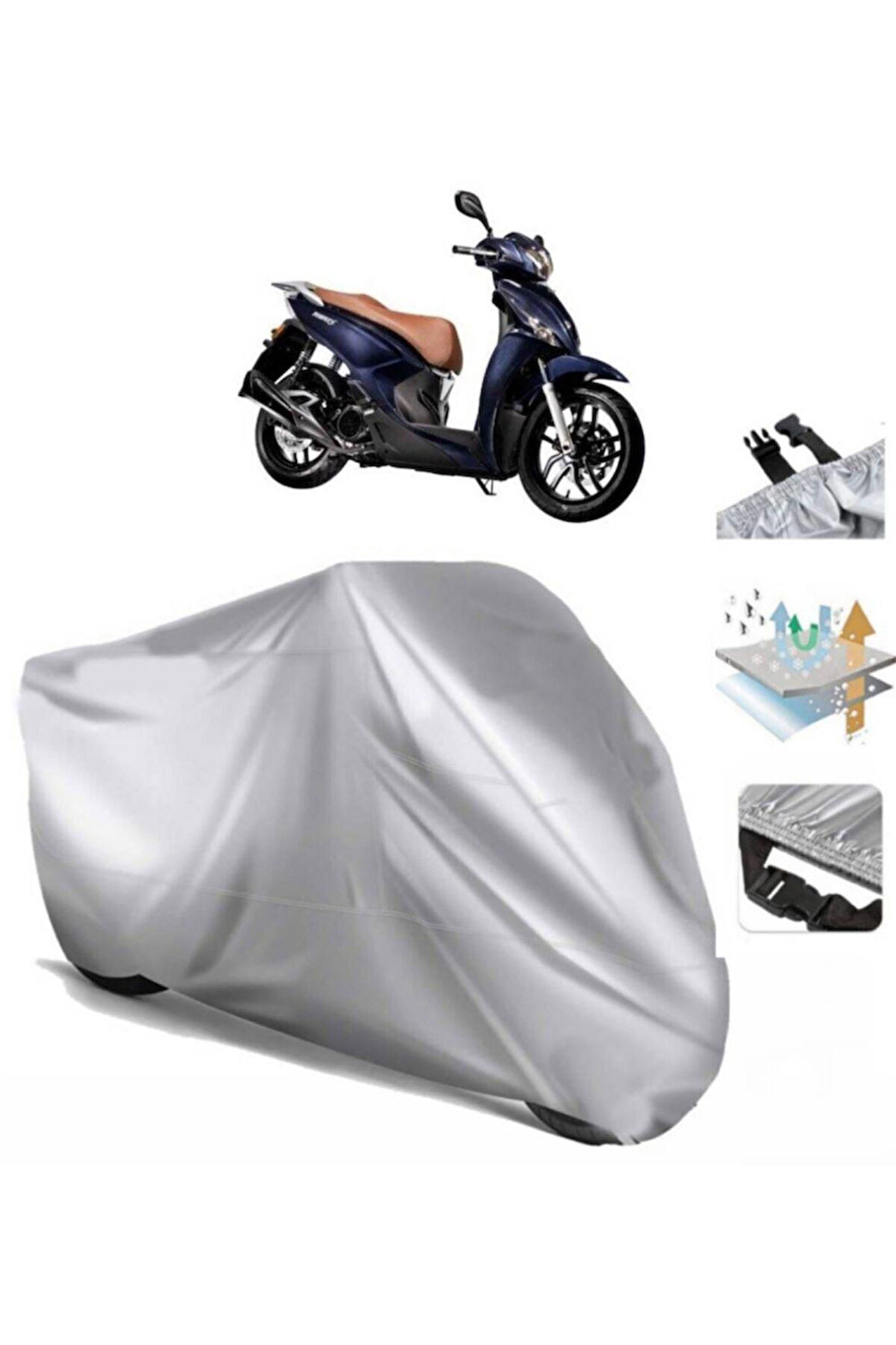 Kymco People 125  Arka Çanta (bağlantı Tokalı) Uyumlu SolarBlock Prime Motosiklet Brandası Örtüsü