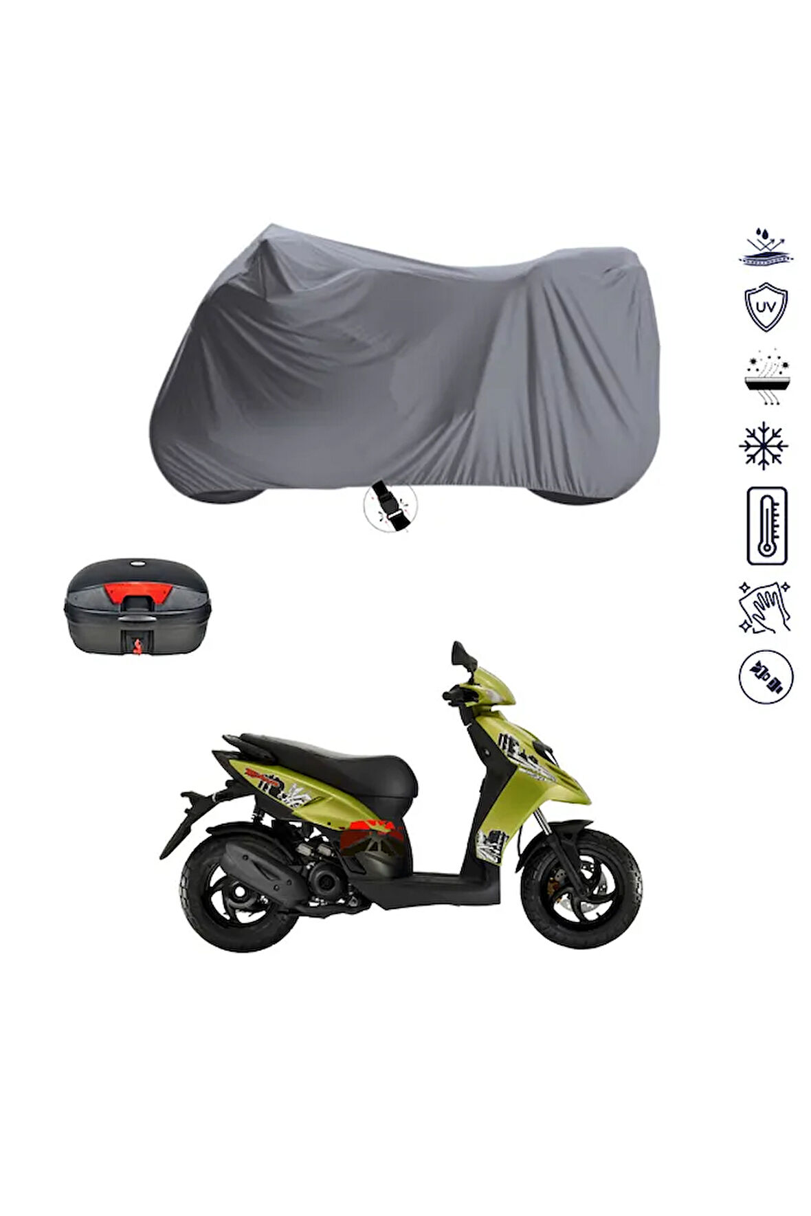 Piaggio Typhoon 125 Çantalı  Bağlantı Tokalı  Uyumlu SolarBlock Prime Motosiklet Brandası Örtüsü