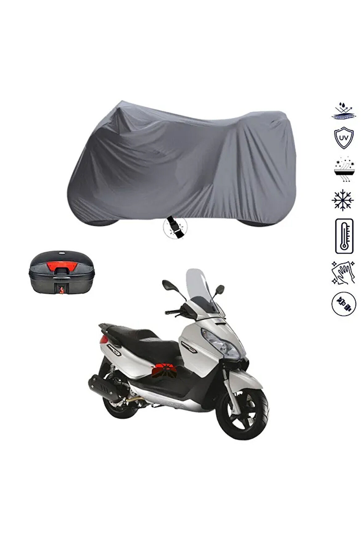 PİAGGİO X7 EVO 300 Arka Çanta  Bağlantı Tokalı  Uyumlu SolarBlock Prime Motosiklet Brandası Örtüsü