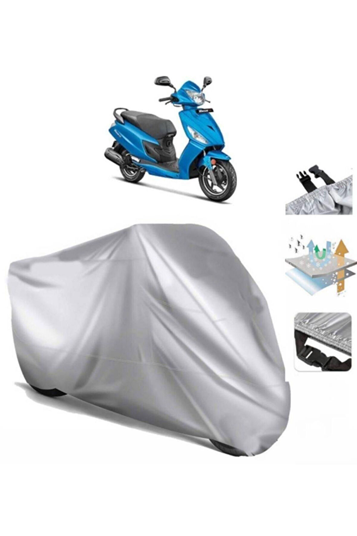 Hero Dash 125  Arka Çanta (bağlantı Tokalı) Uyumlu SolarBlock Prime Motosiklet Brandası Örtüsü