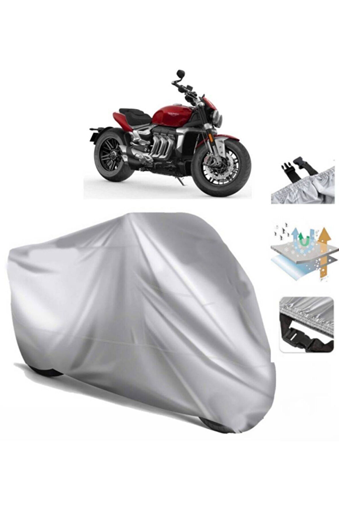 Triumph Rocket 3 R (bağlantı Tokalı) Uyumlu SolarBlock Prime Motosiklet Brandası Örtüsü