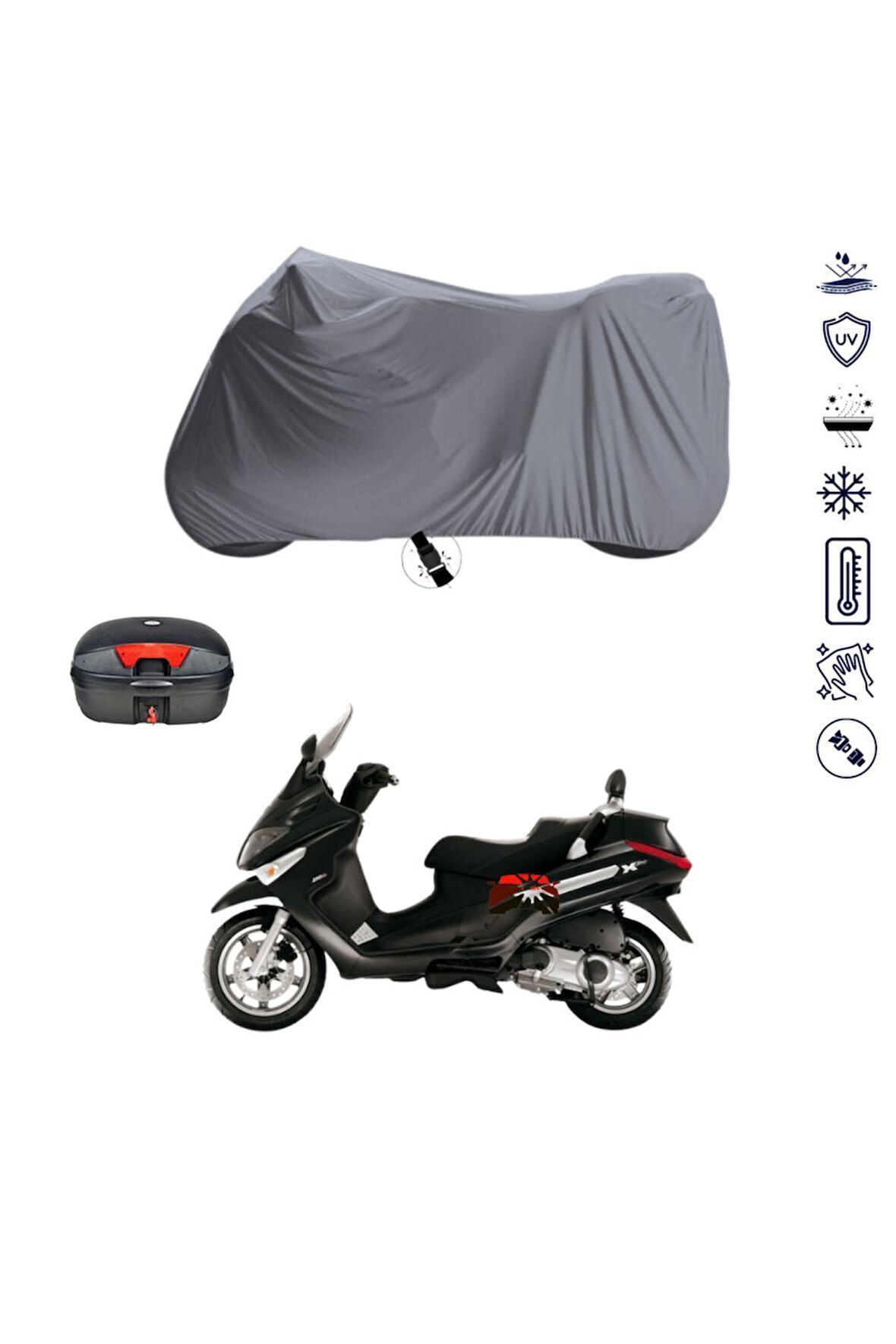 Piaggio X Evo 250 Çantalı  Bağlantı Tokalı  Uyumlu SolarBlock Prime Motosiklet Brandası Örtüsü