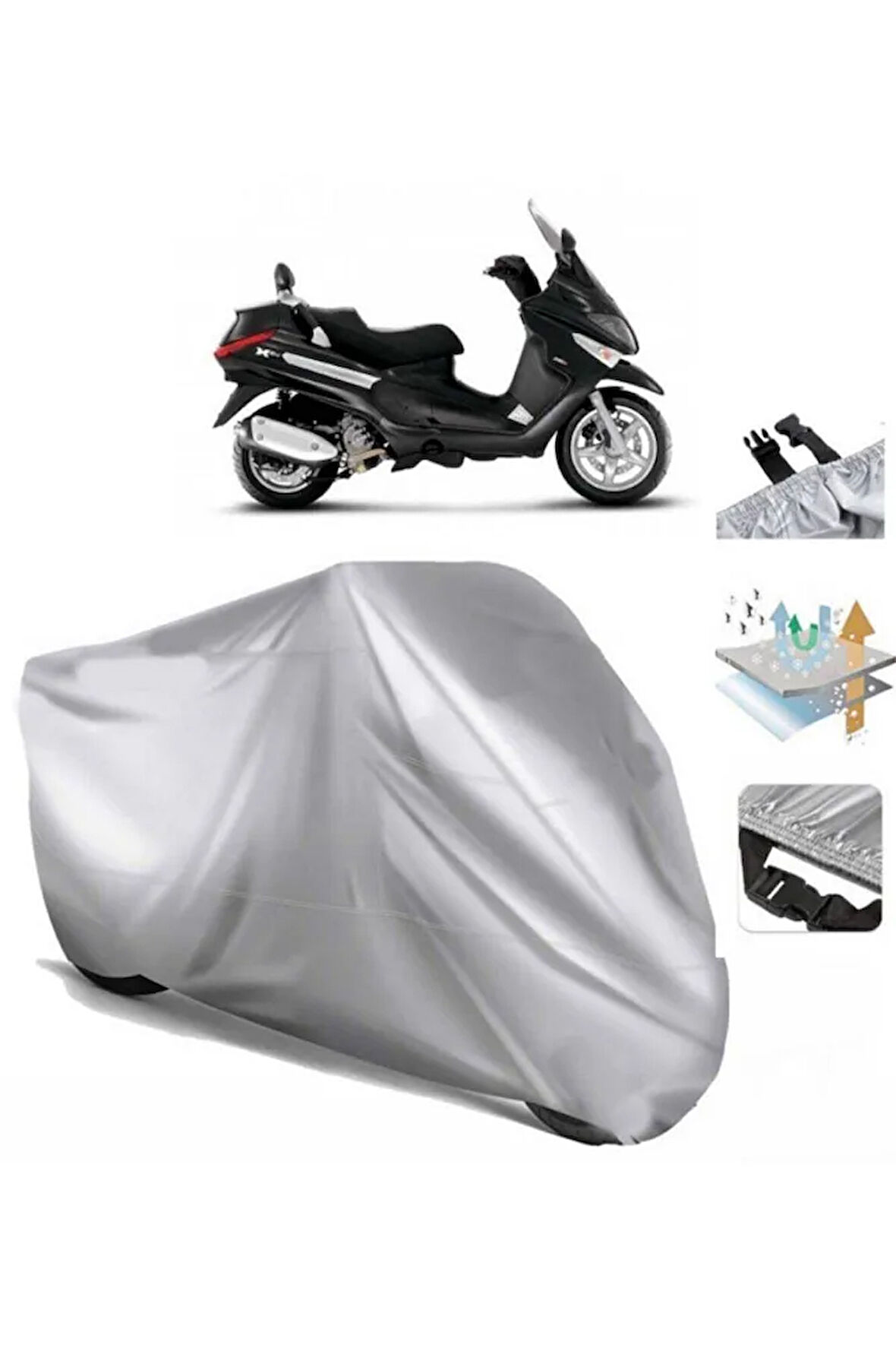 Piaggio X Evo 250 (bağlantı Tokalı) Uyumlu SolarBlock Prime Motosiklet Brandası Örtüsü