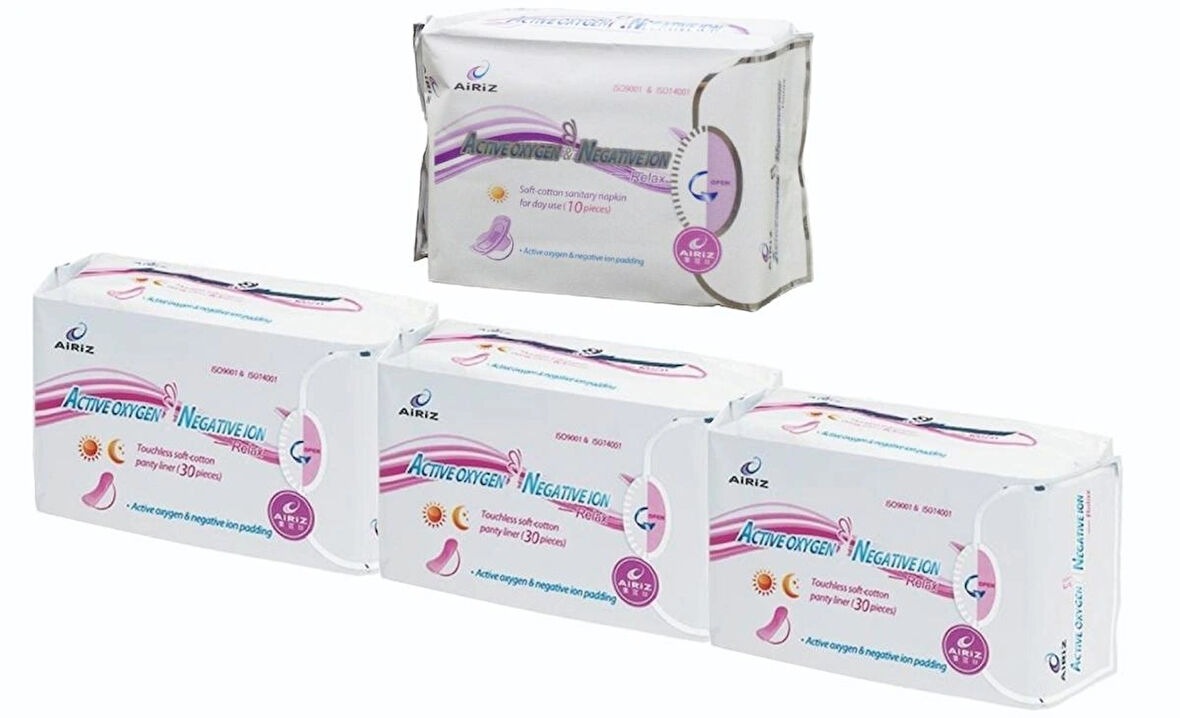 Airiz 30Lu Günlük 3 Paket + 10Lu Gündüz 1 Paket Hijyenik Kadın Pedi Seti (4 Paket 100 Adet)