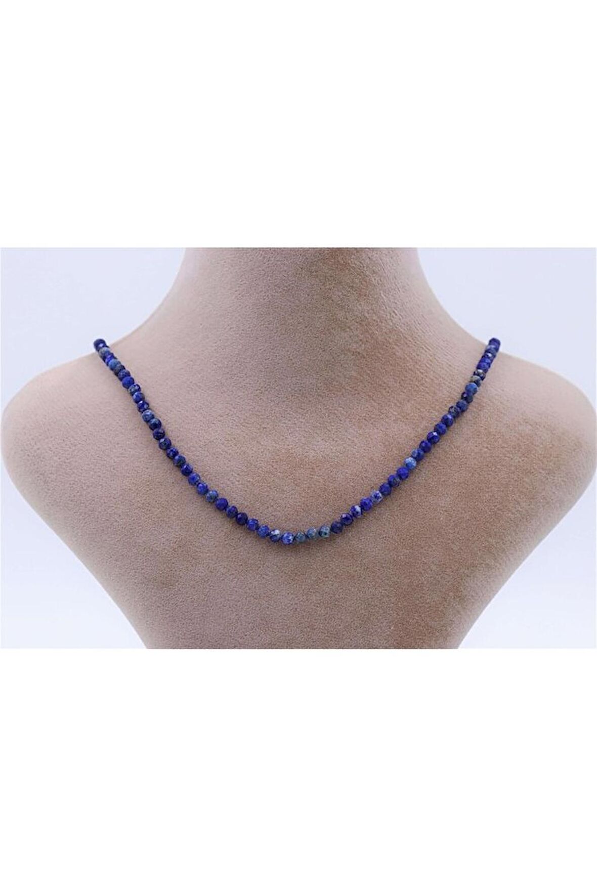 Lapis Lazuli Taşı 4 Mm Doğal Taş Kolye Faset Kesim (ZİNCİR UZATMALI)