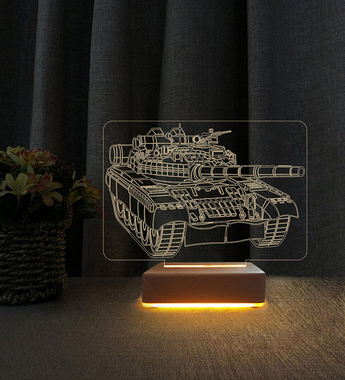 3D Tank Tasarımlı  3d Led Masa Lambası Doğum Günü Hediyesi Lamba
